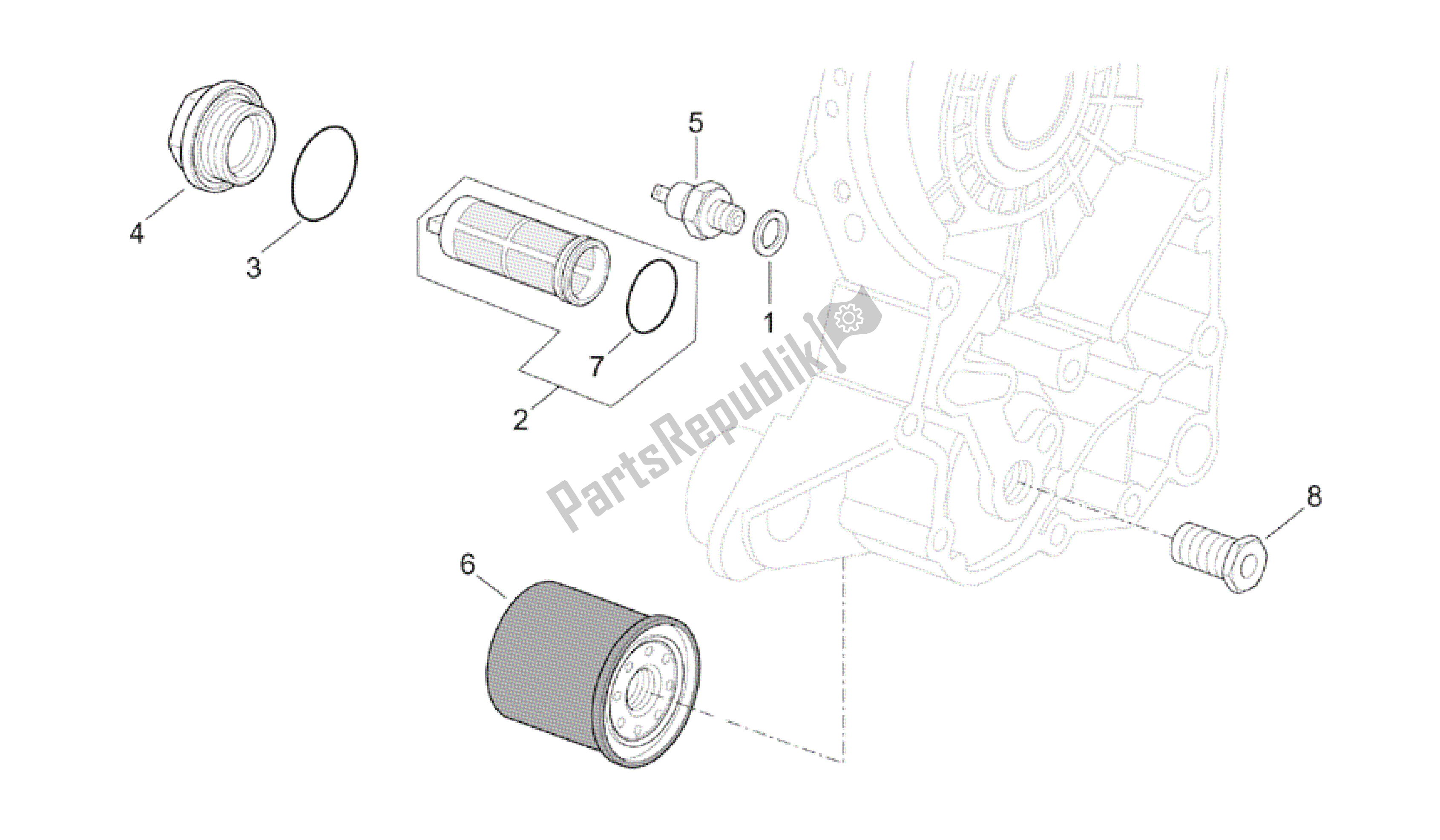 Alle Teile für das Ölfilter des Aprilia Mojito 125 2003 - 2007