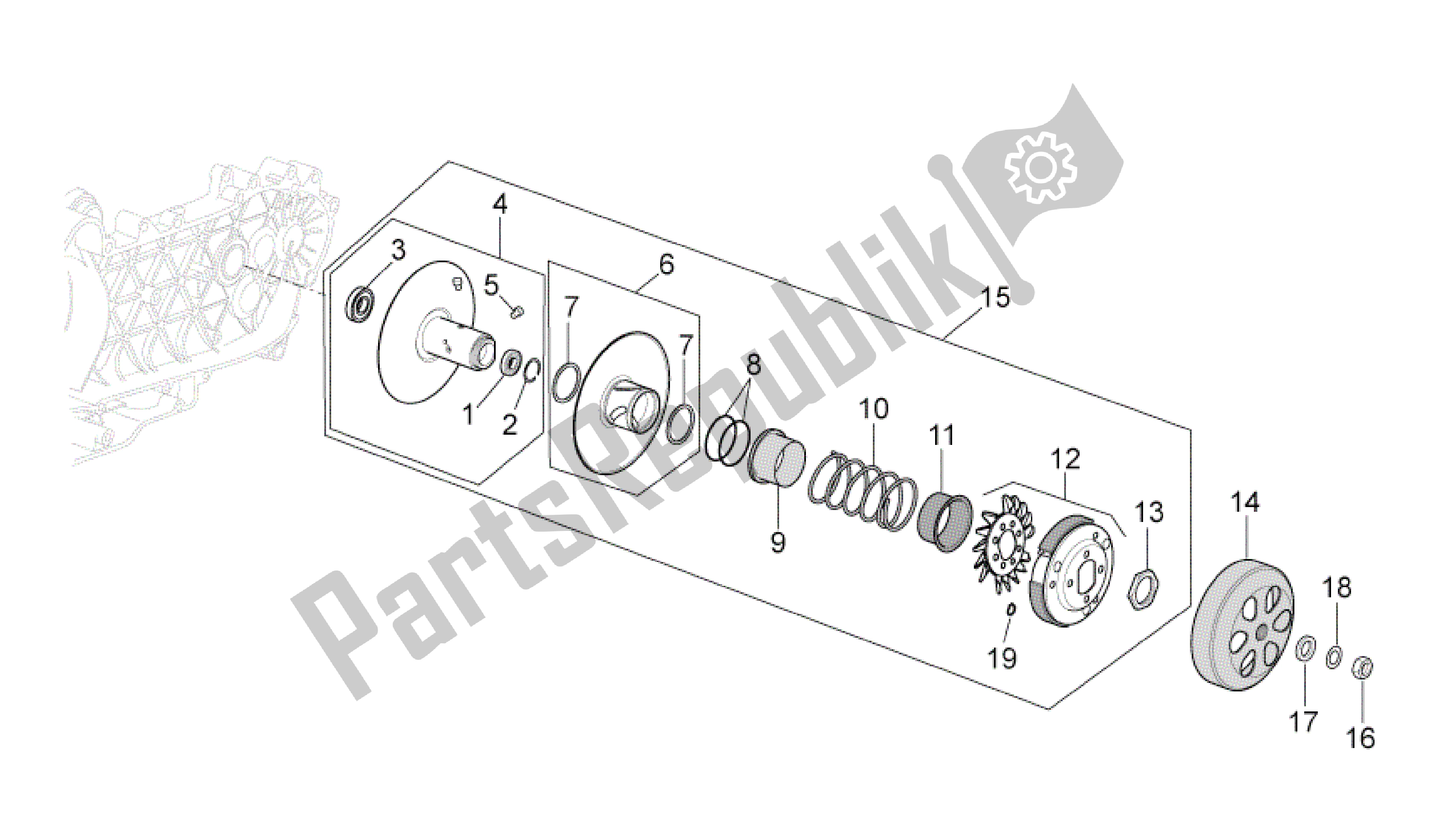 Toutes les pièces pour le Embrayage du Aprilia Mojito 125 2003 - 2007