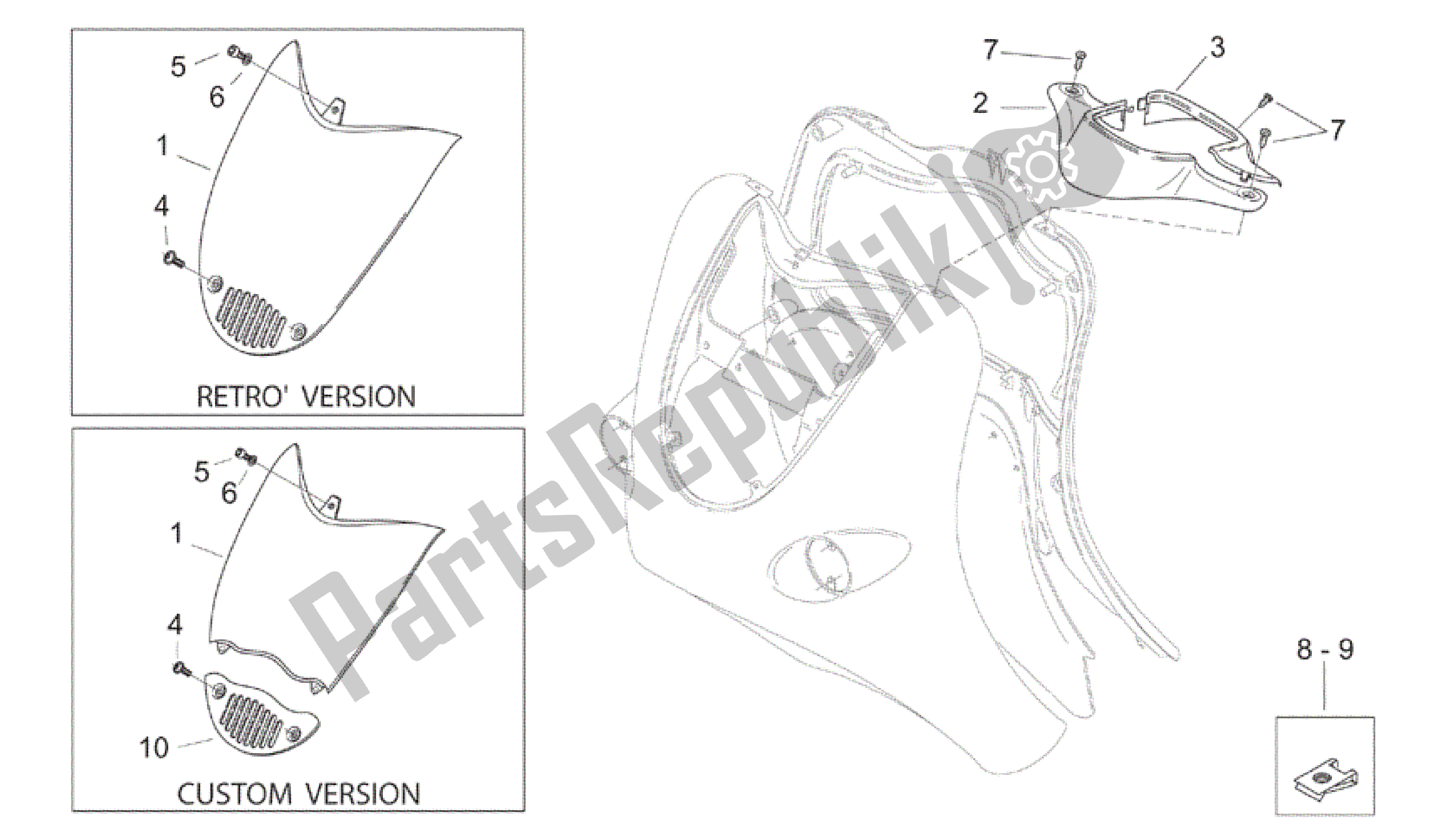 Tutte le parti per il Corpo Anteriore - Carenatura Anteriore del Aprilia Mojito 150 2003 - 2007