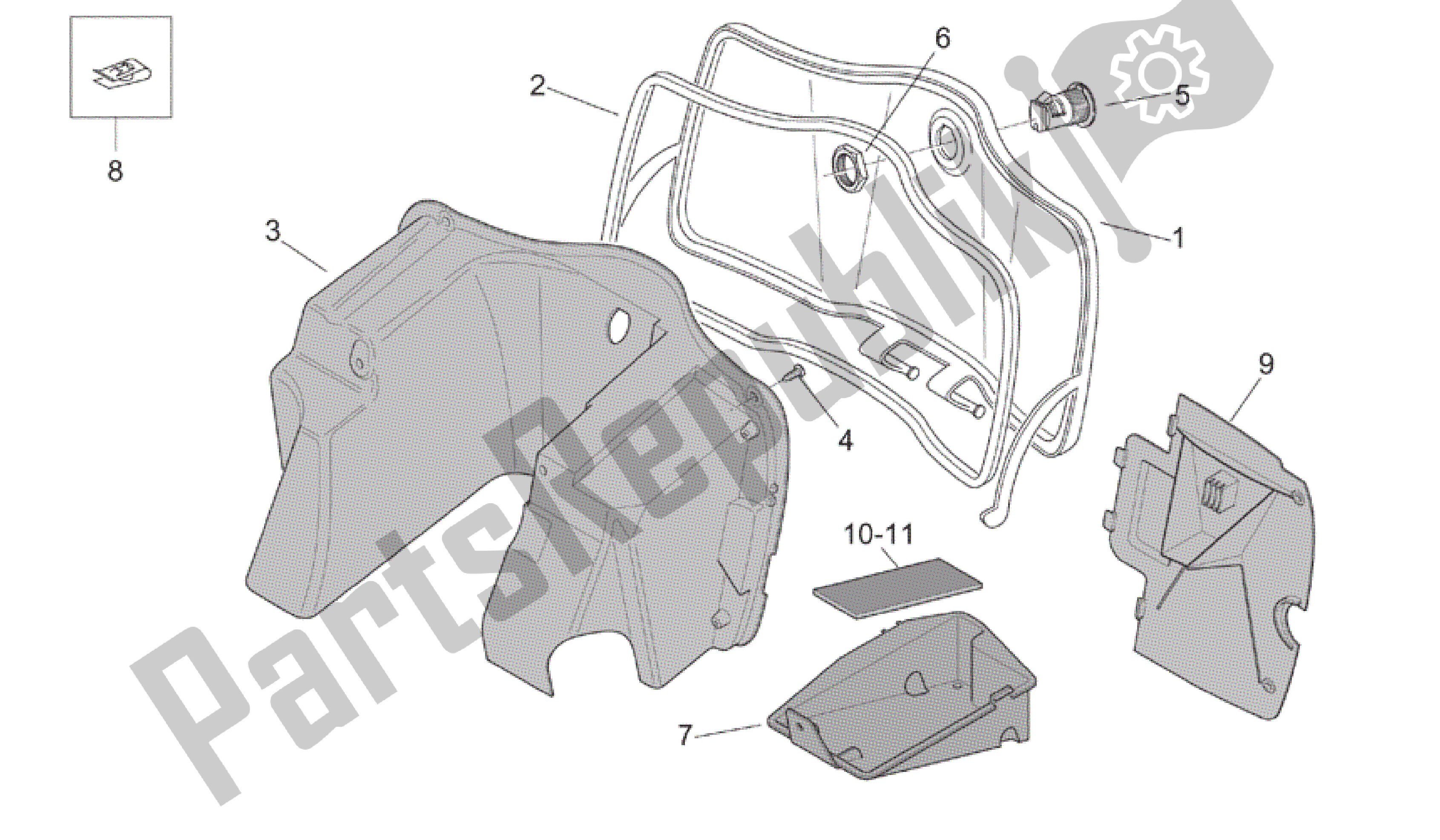 All parts for the Central Body - Glove Comp. Of the Aprilia Mojito 150 2003 - 2007