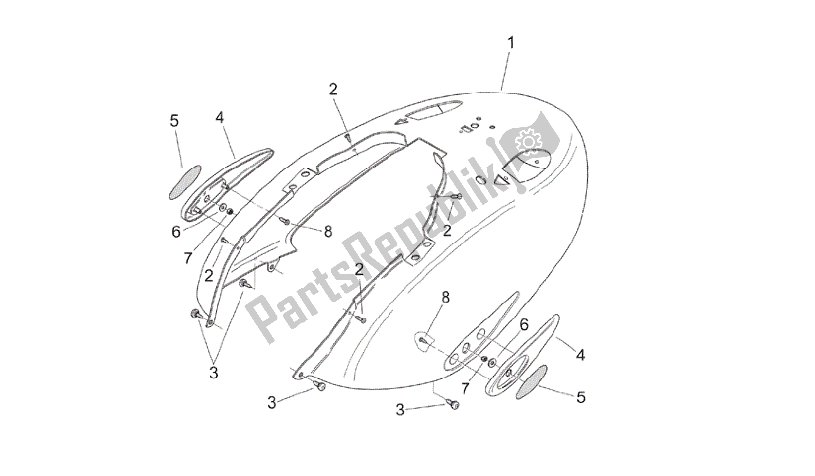 All parts for the Rear Body - Rear Fairing of the Aprilia Mojito 150 2003 - 2007