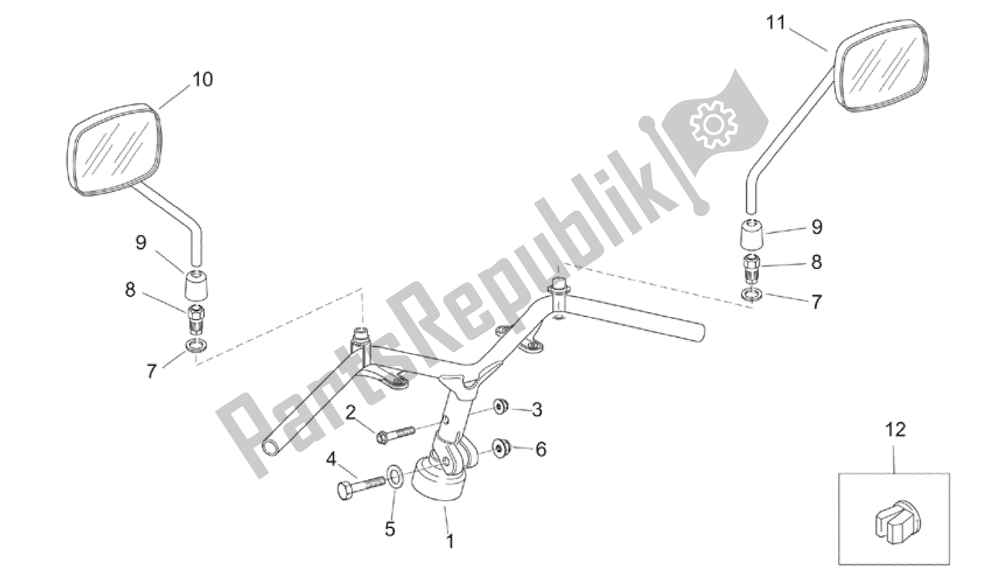 Toutes les pièces pour le Guidon - Rétroviseurs Rétro ' du Aprilia Mojito 150 2003 - 2007