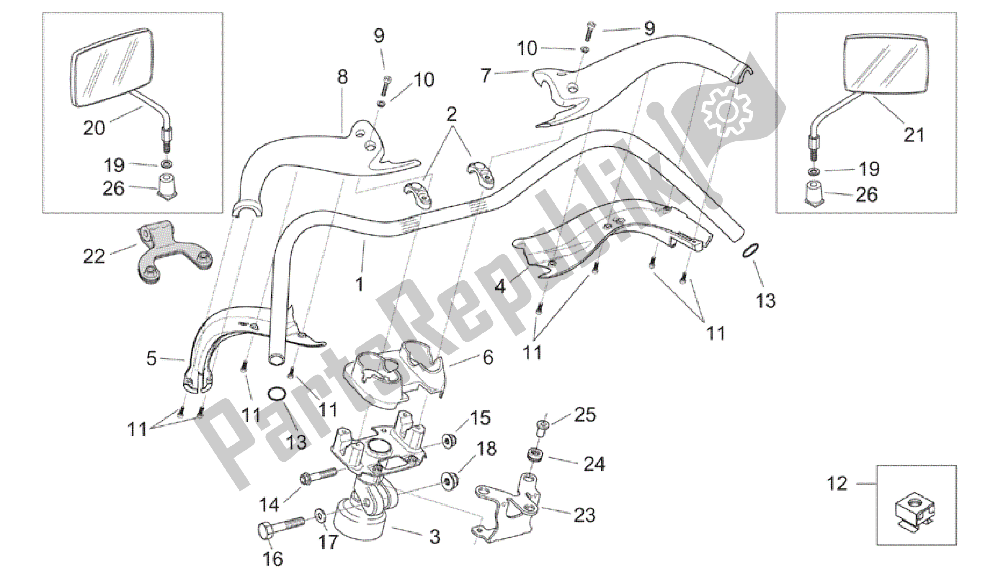 Todas las partes para Manillar - Espejos Personalizados de Aprilia Mojito 150 2003 - 2007