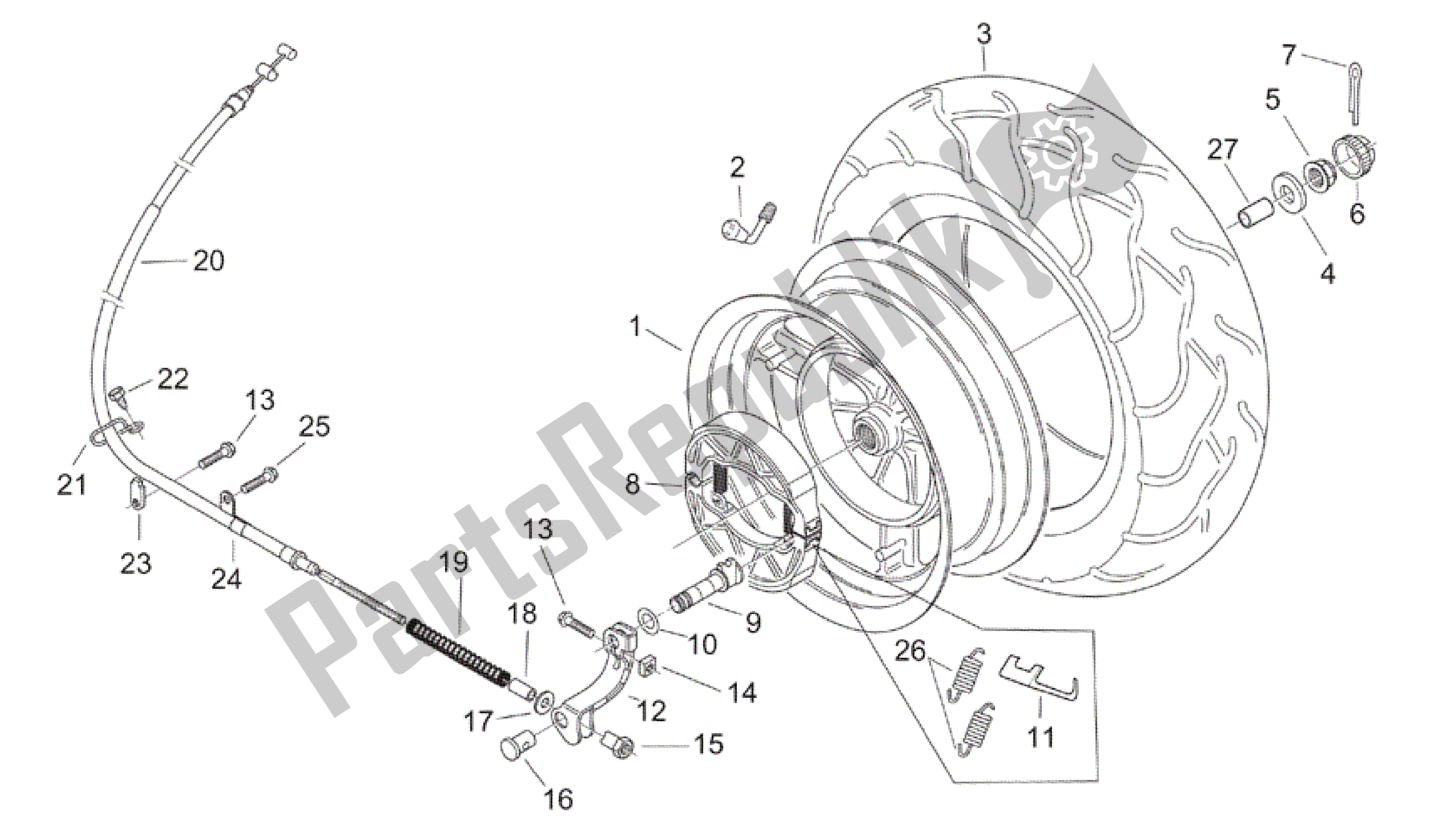 Toutes les pièces pour le Roue Arrière du Aprilia Mojito 150 2003 - 2007