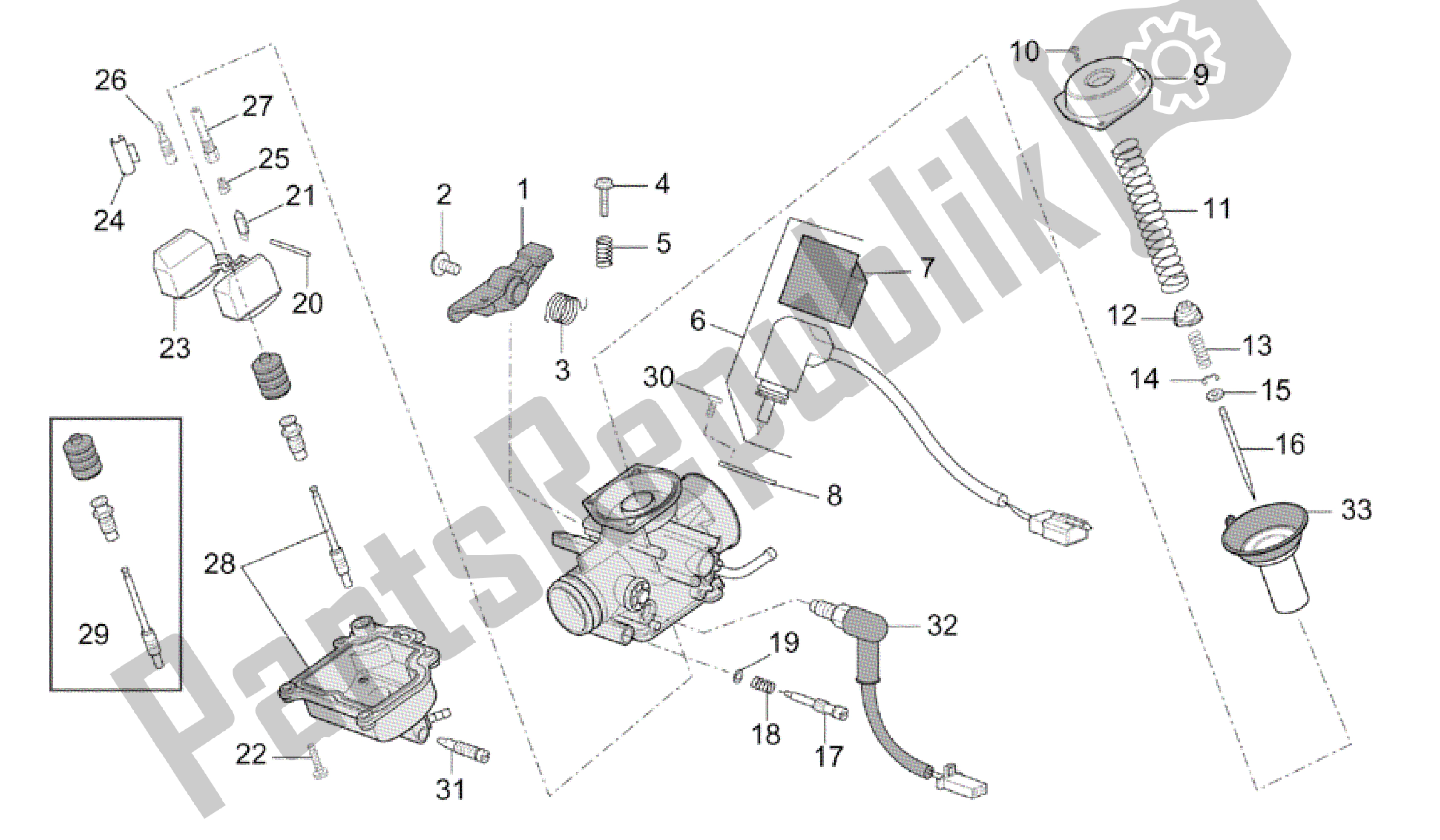 All parts for the Carburettor - Components of the Aprilia Mojito 150 2003 - 2007