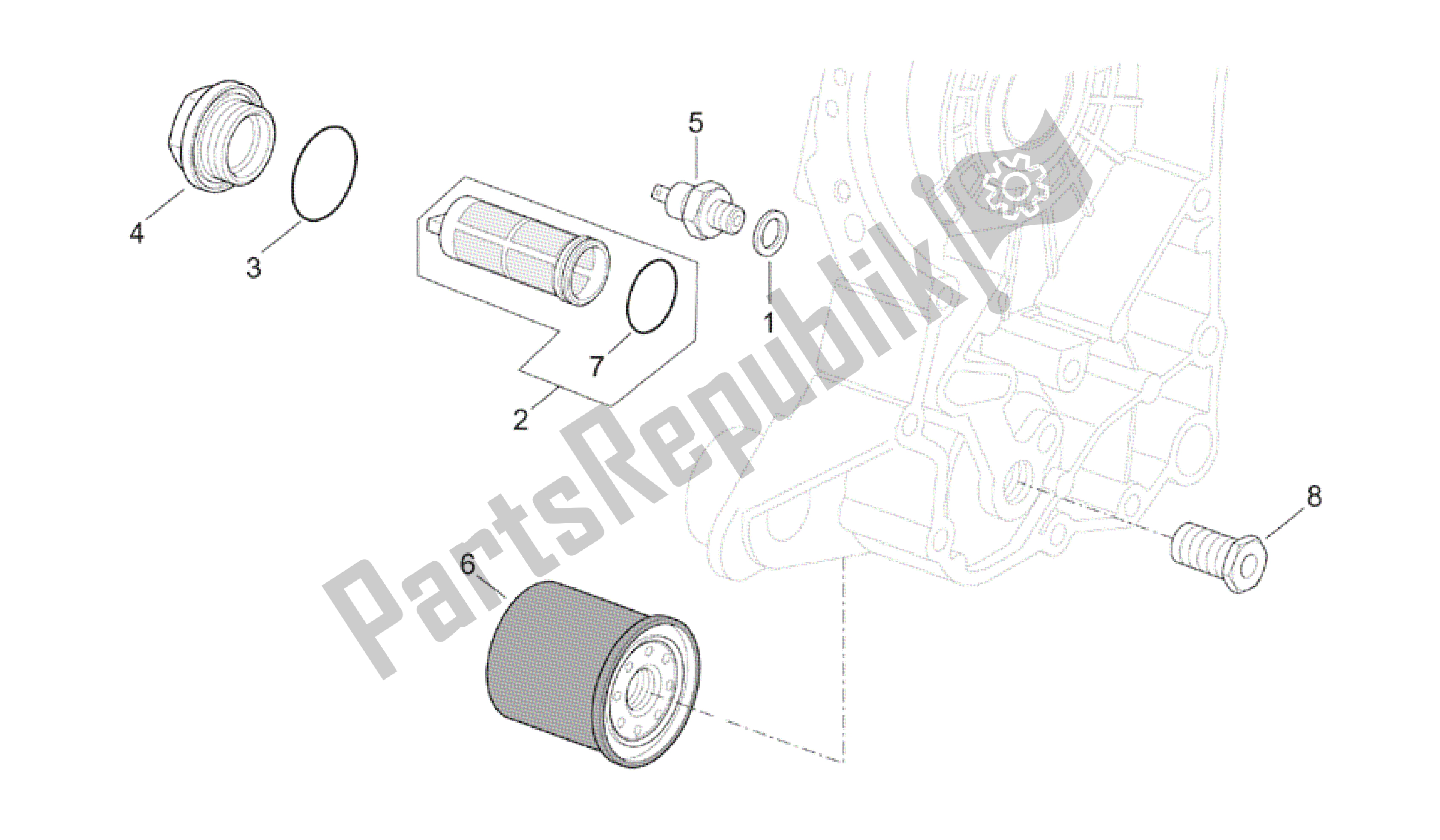 All parts for the Oil Filter of the Aprilia Mojito 150 2003 - 2007