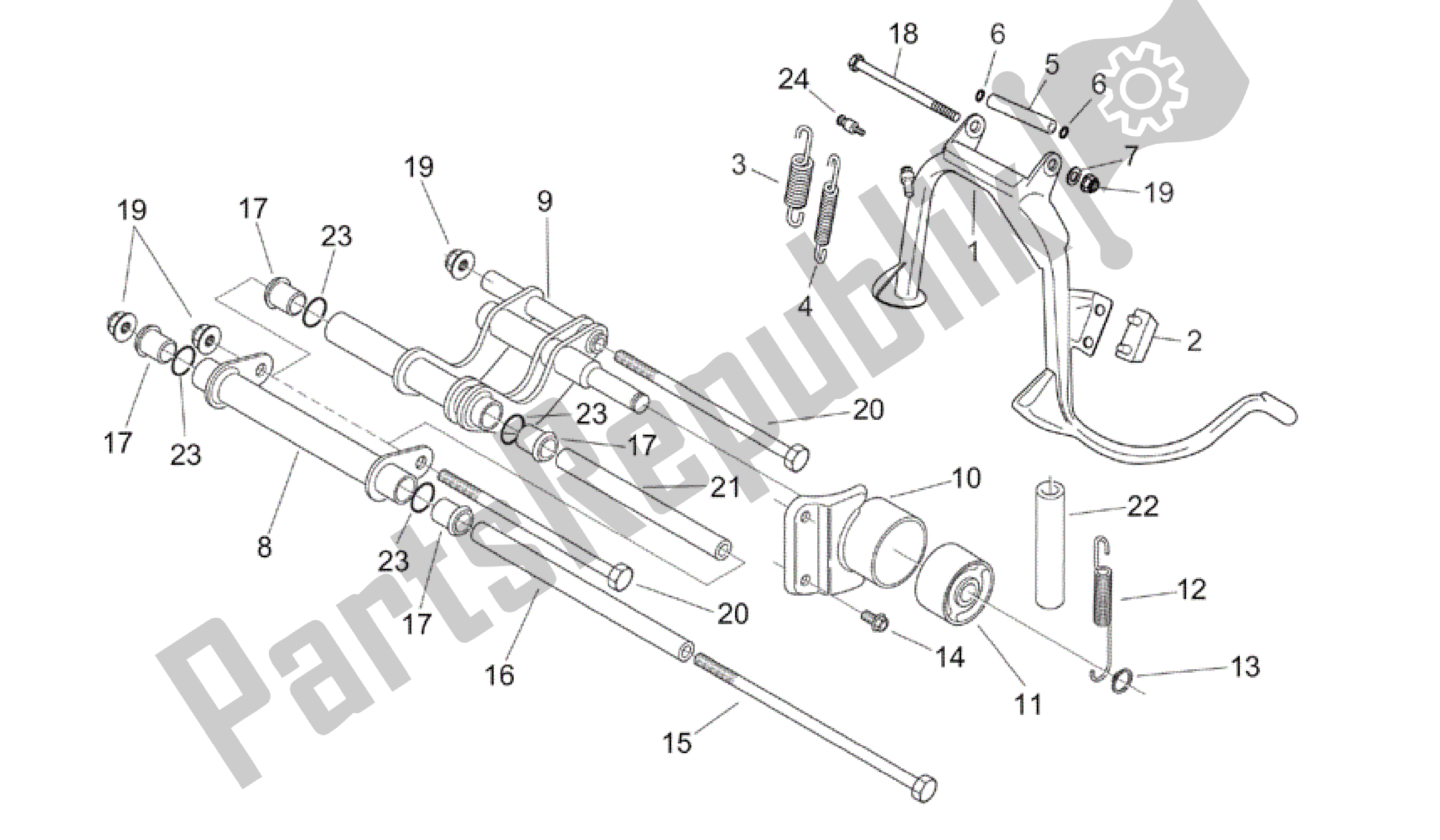 Toutes les pièces pour le Béquille Centrale - Bielle du Aprilia Mojito 125 2003 - 2007