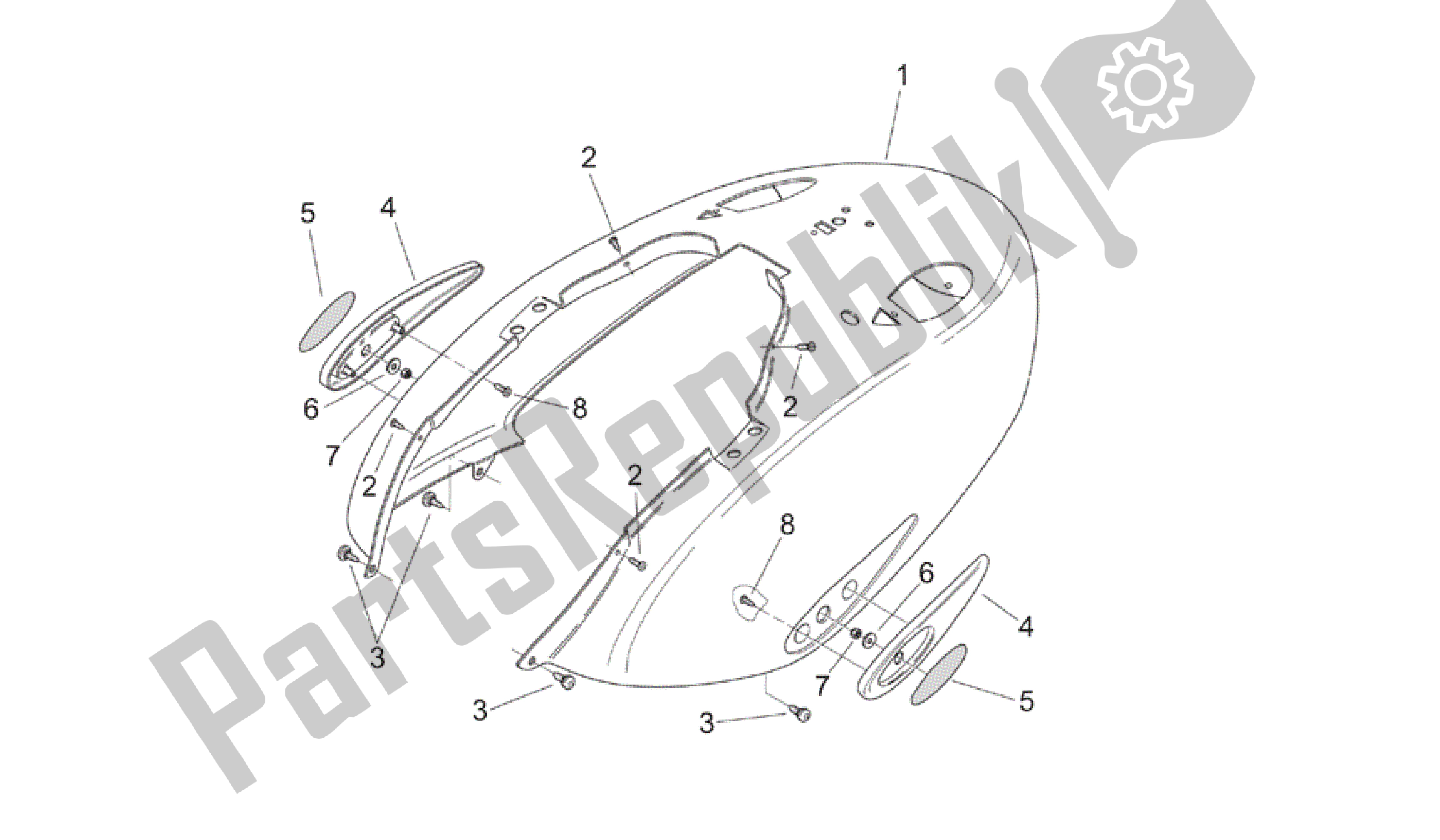 Toutes les pièces pour le Carrosserie Arrière - Carénage Arrière du Aprilia Mojito 125 2003 - 2007