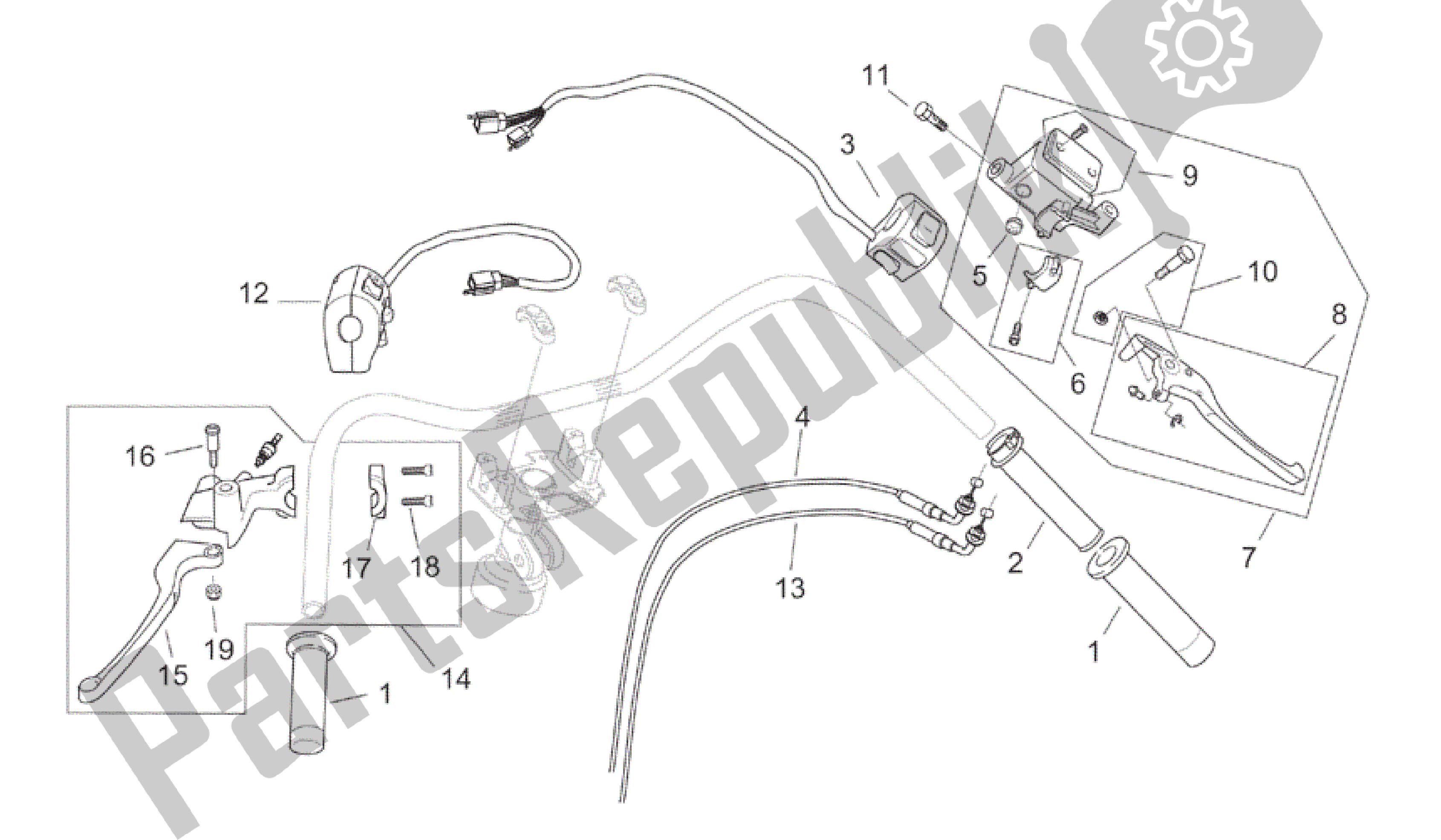 All parts for the Controls - Custom of the Aprilia Mojito 125 2003 - 2007