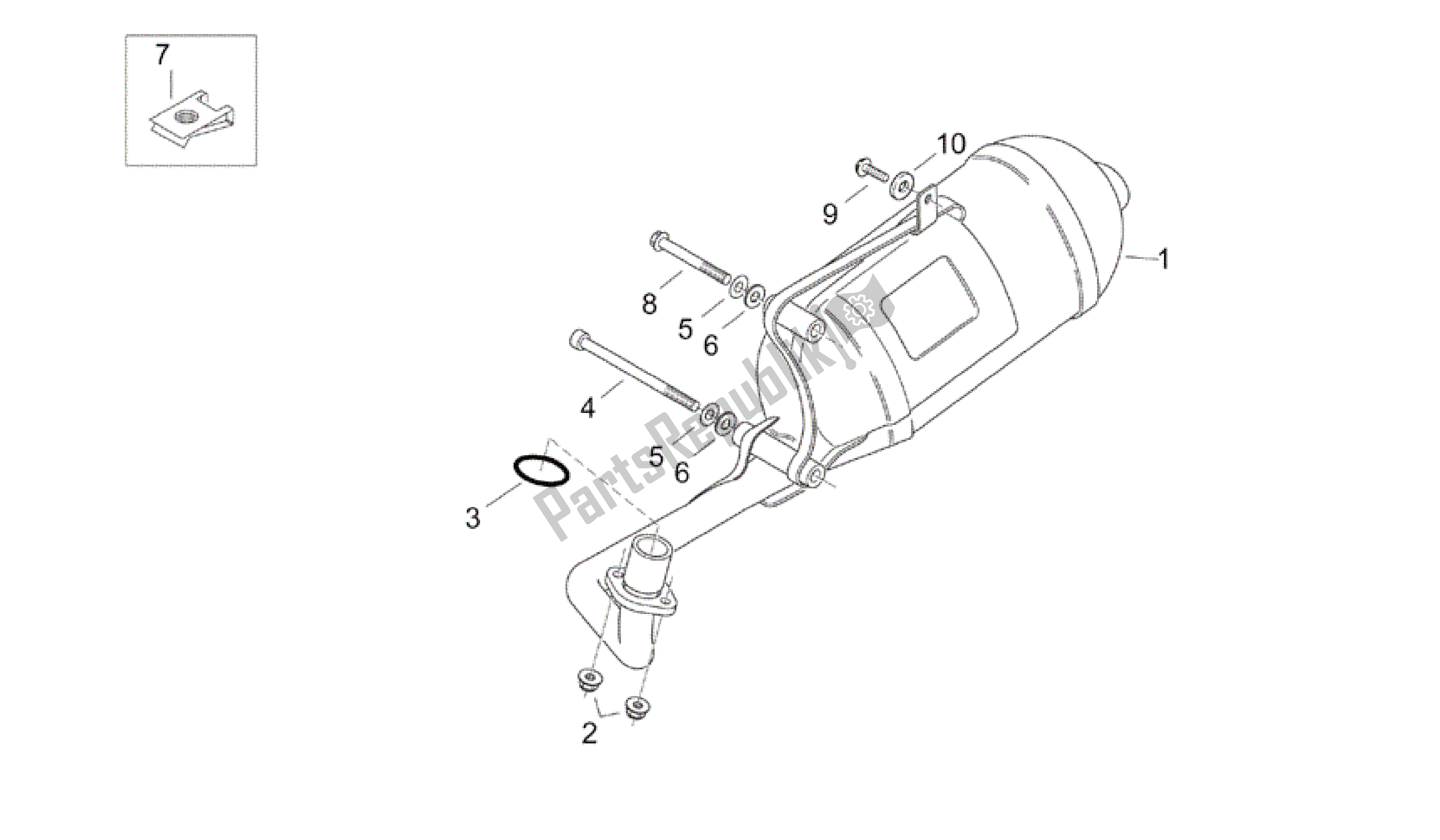 Toutes les pièces pour le Unité D'échappement du Aprilia Mojito 125 2003 - 2007