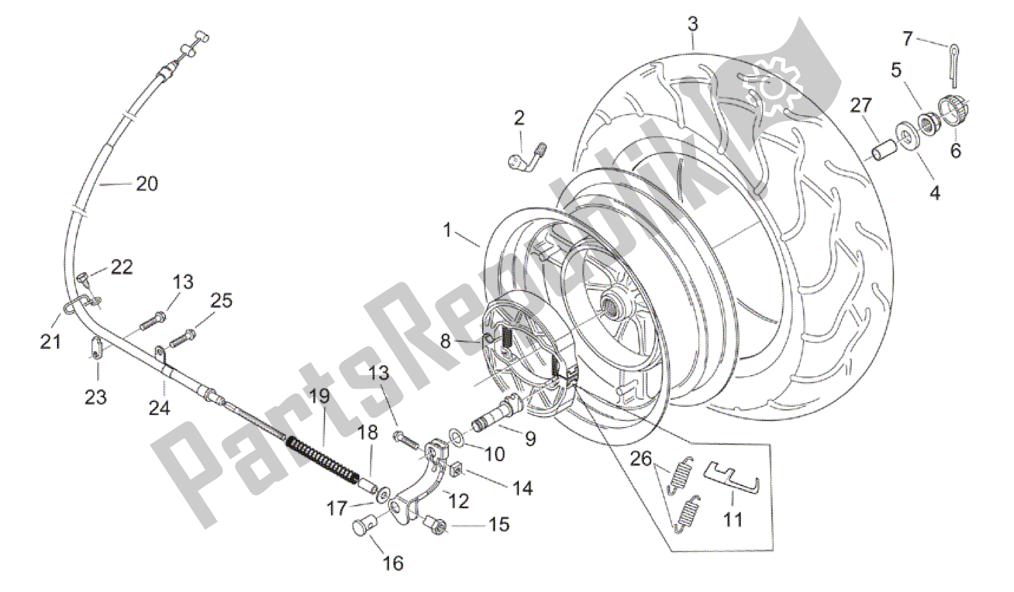 Toutes les pièces pour le Roue Arrière du Aprilia Mojito 125 2003 - 2007