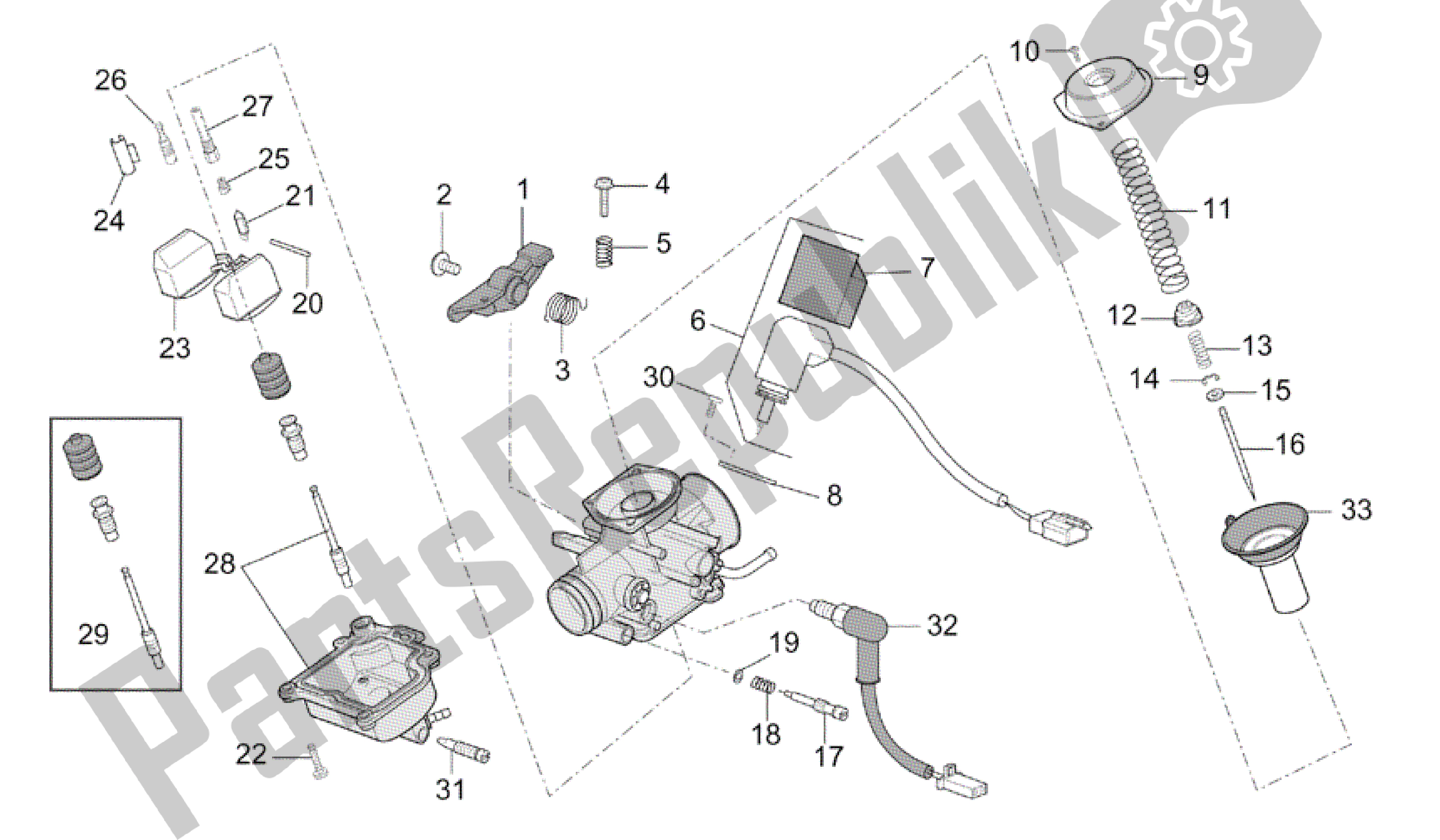 Alle Teile für das Vergaser - Komponenten des Aprilia Mojito 125 2003 - 2007