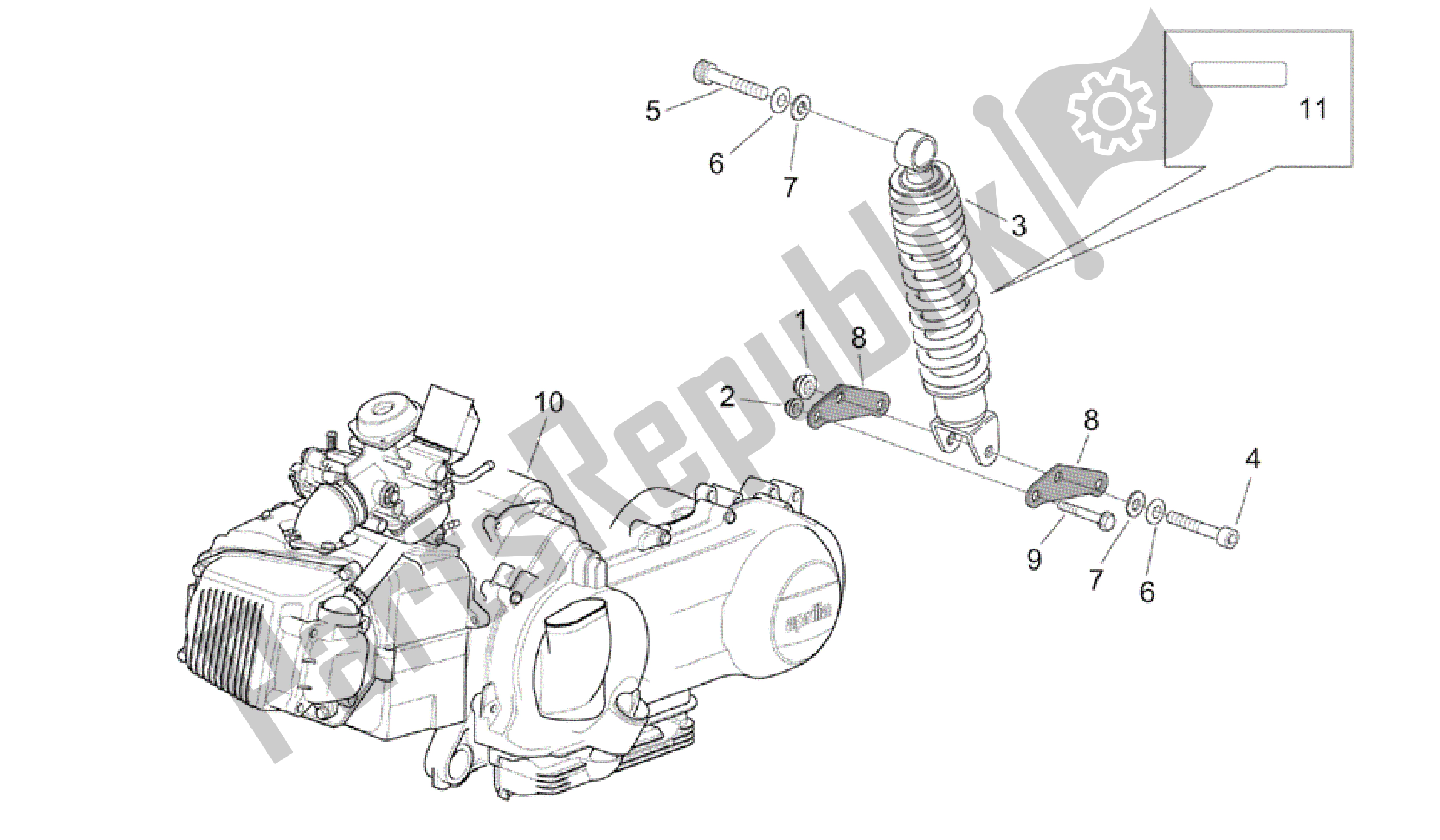 Alle Teile für das Motor - Hinterer Stoßdämpfer des Aprilia Mojito 125 2003 - 2007