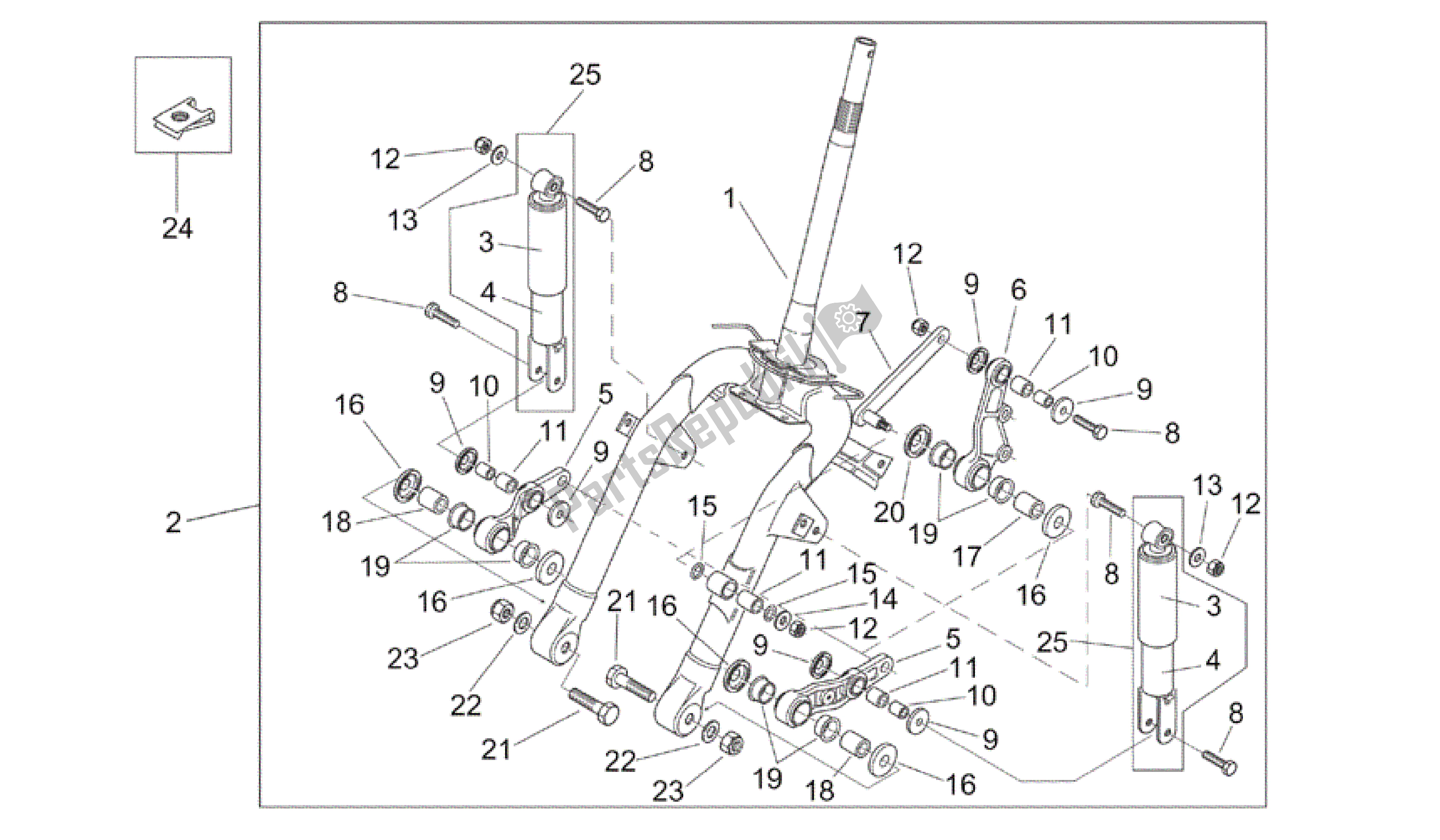 Tutte le parti per il Ammortizzatore Anteriore del Aprilia Mojito 150 2003 - 2007