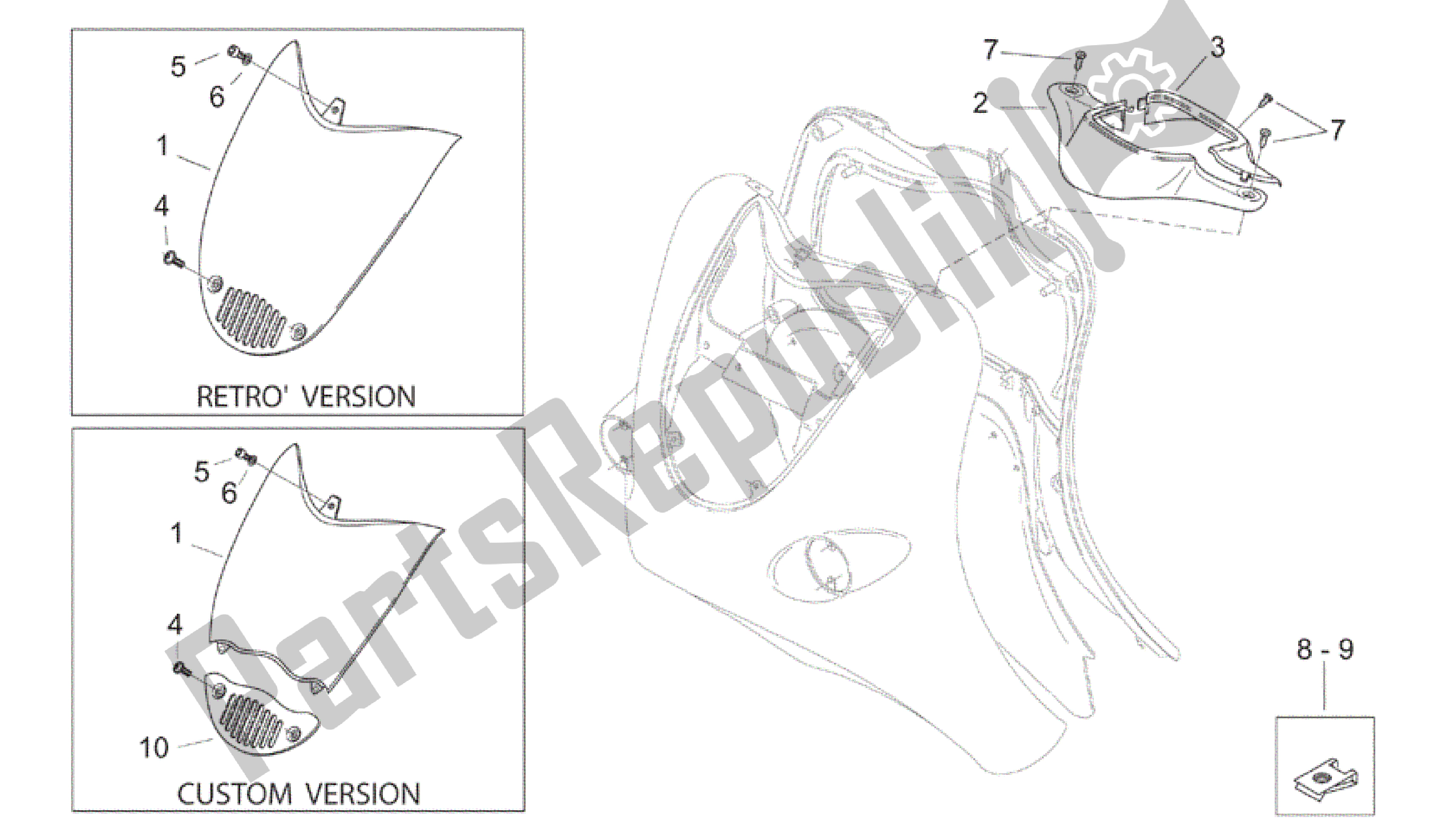 Tutte le parti per il Corpo Anteriore - Carenatura Anteriore del Aprilia Mojito 150 2003 - 2007