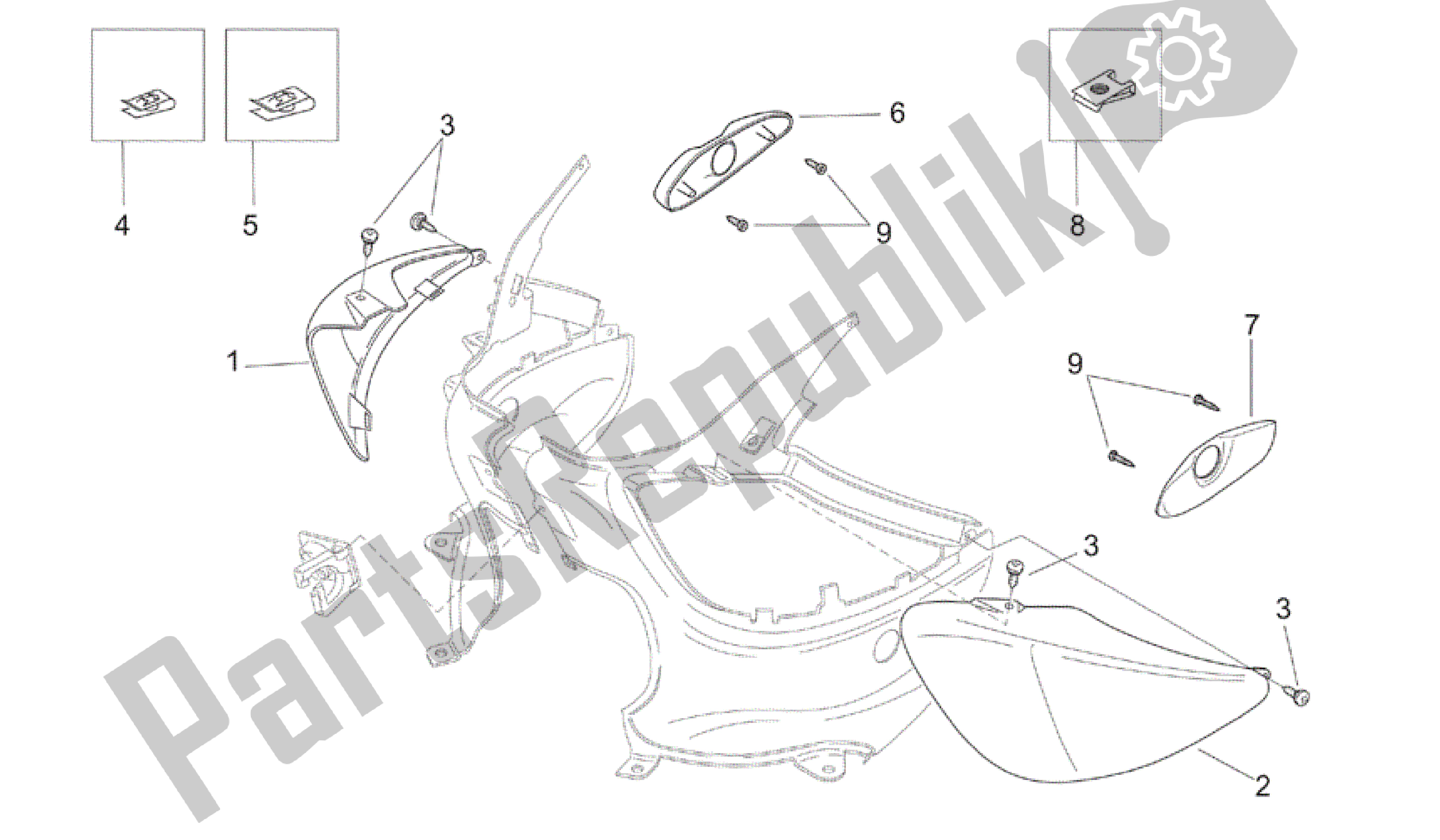 Toutes les pièces pour le Corps Arrière - Sous-selle du Aprilia Mojito 150 2003 - 2007