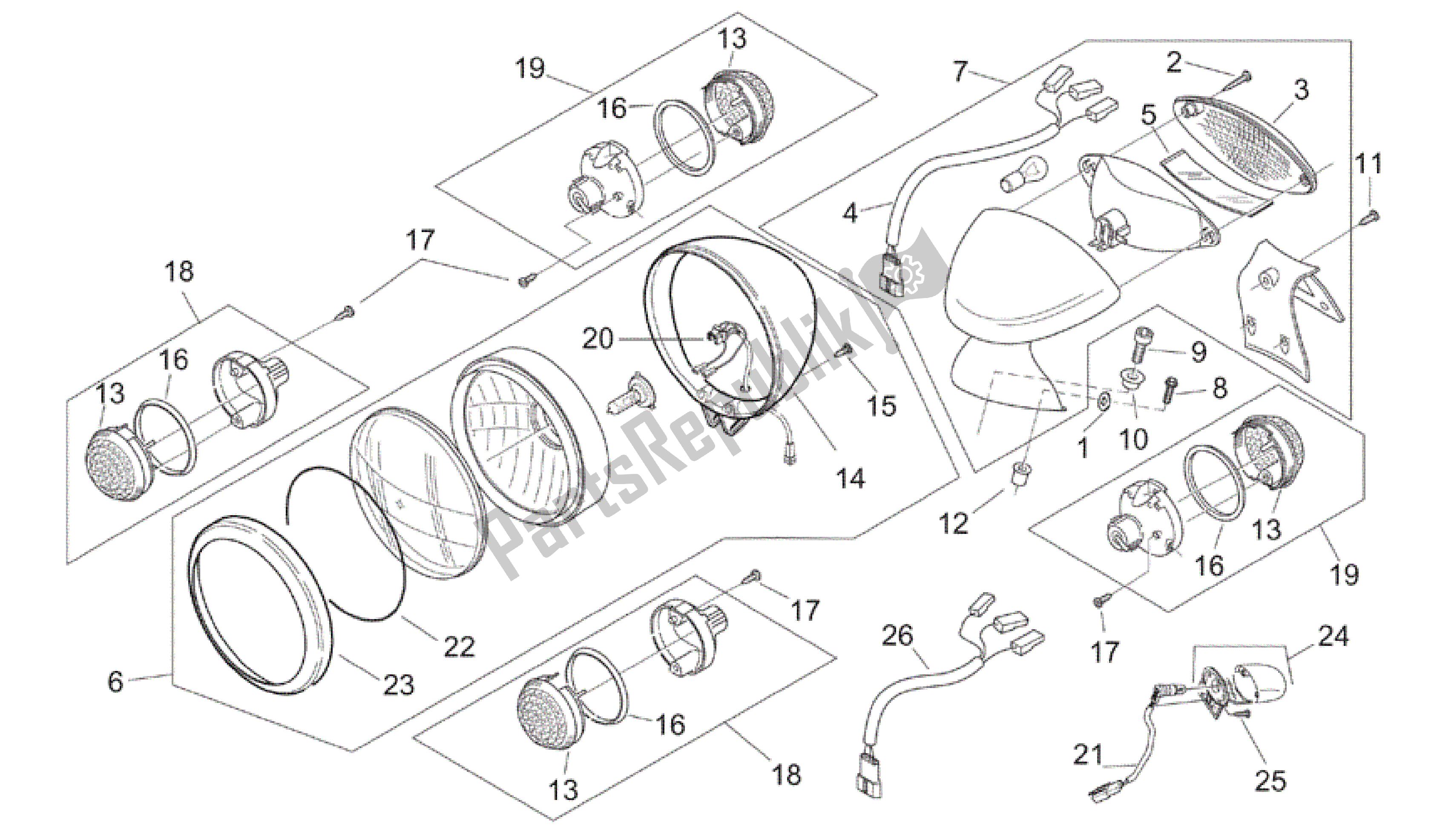 Alle Teile für das Lichter - Benutzerdefinierte Eu des Aprilia Mojito 150 2003 - 2007