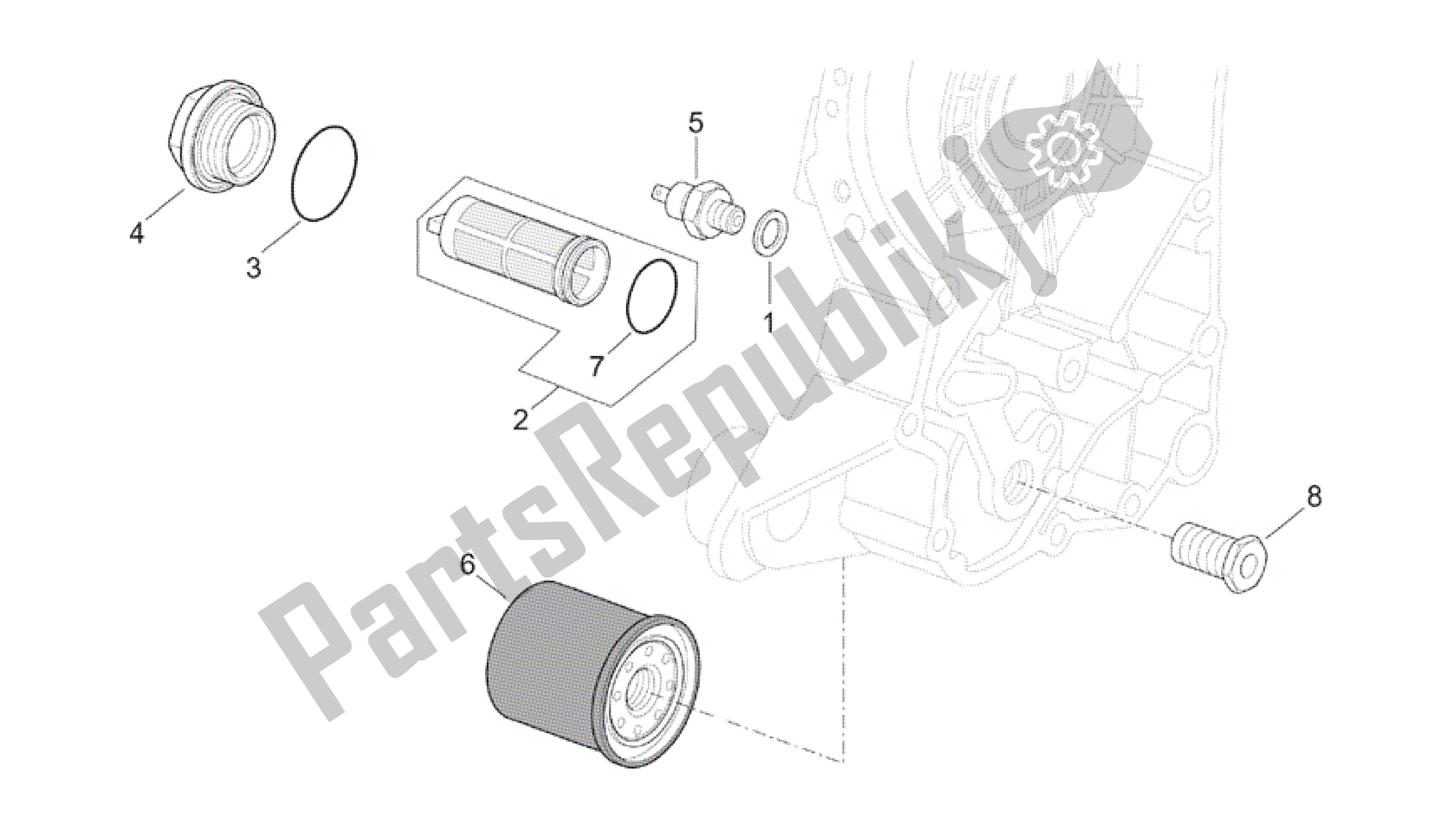 All parts for the Oil Filter of the Aprilia Mojito 150 2003 - 2007