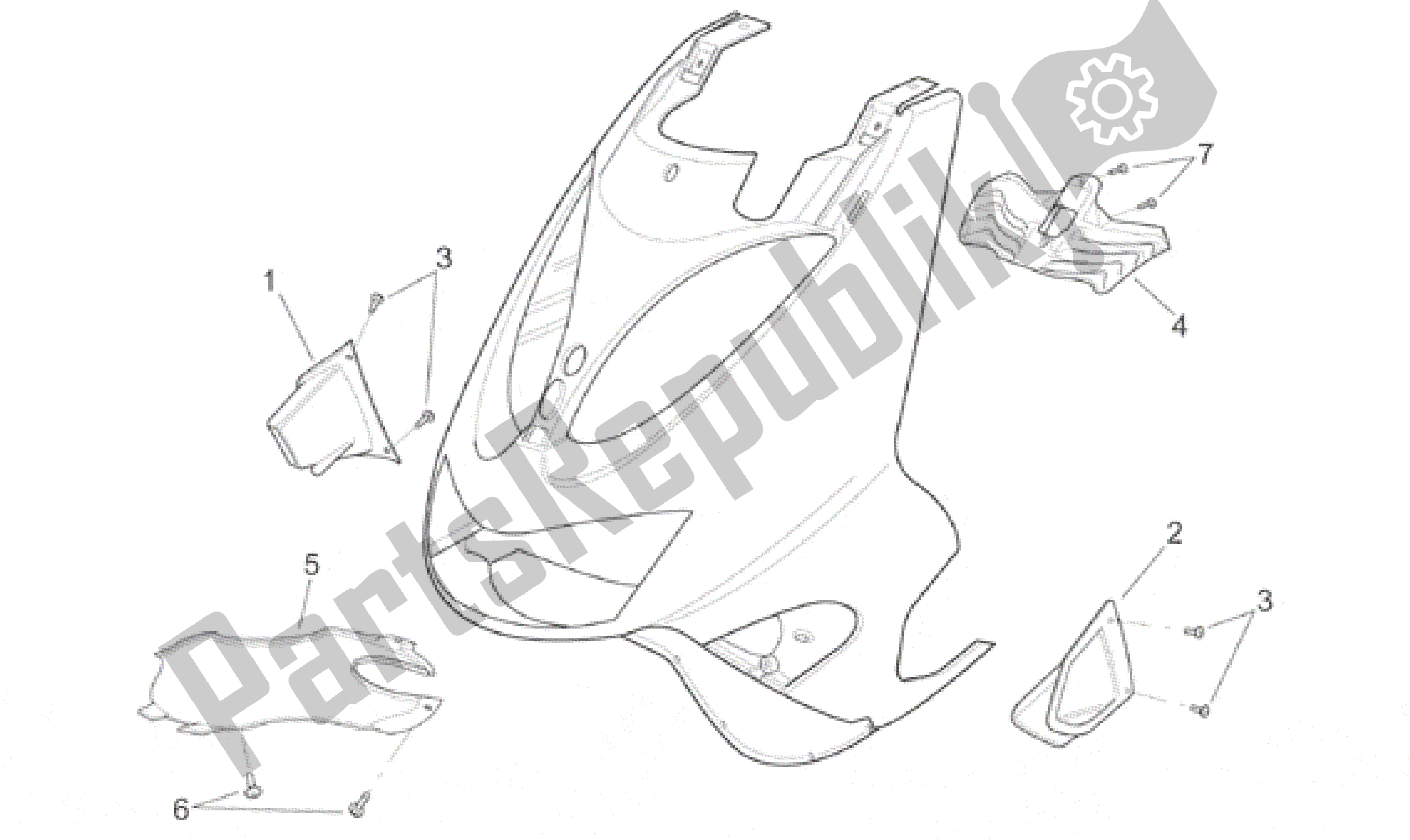 Tutte le parti per il Corpo Anteriore - Prese del Aprilia SR 125 1999 - 2001