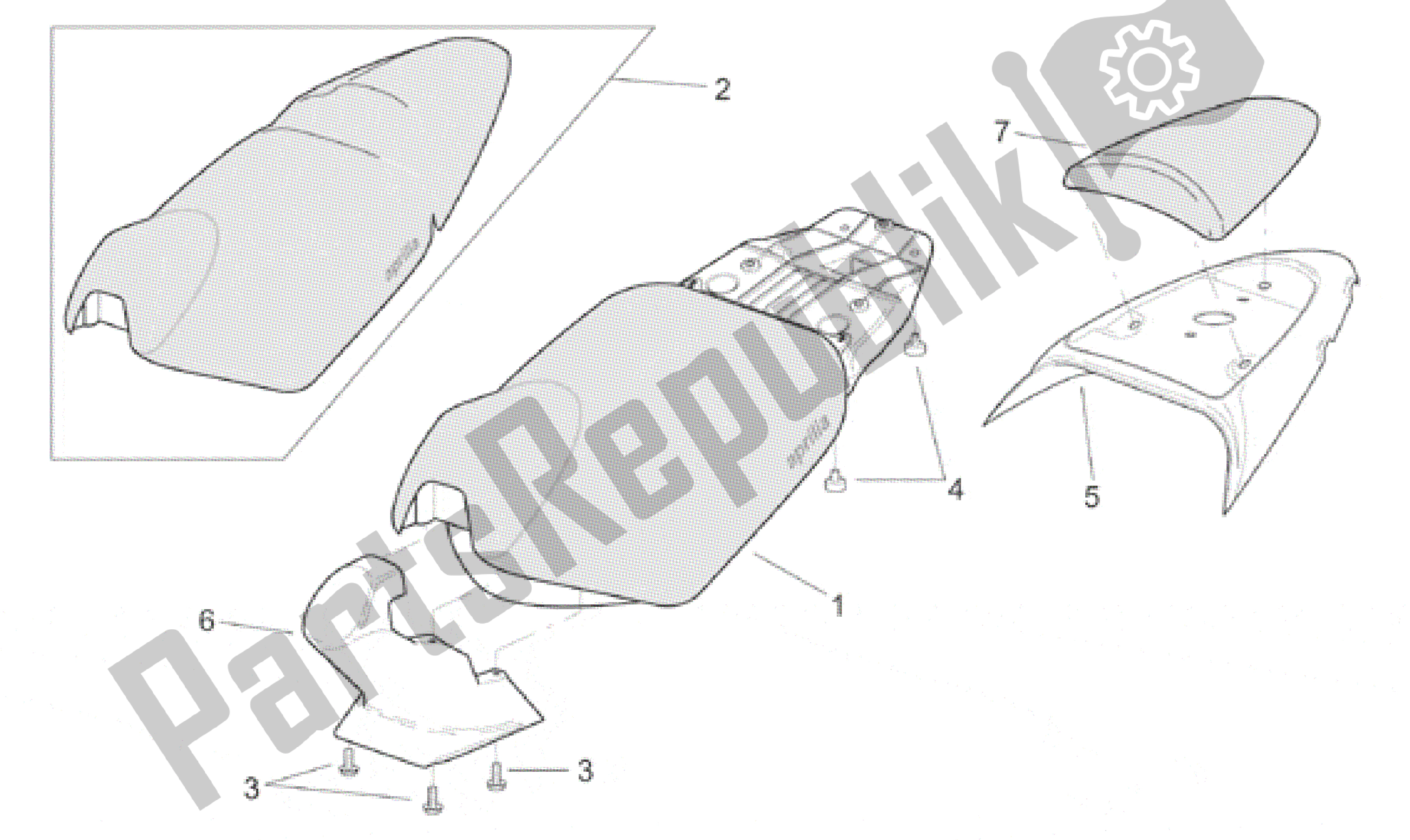 Tutte le parti per il Sella del Aprilia SR 125 1999 - 2001