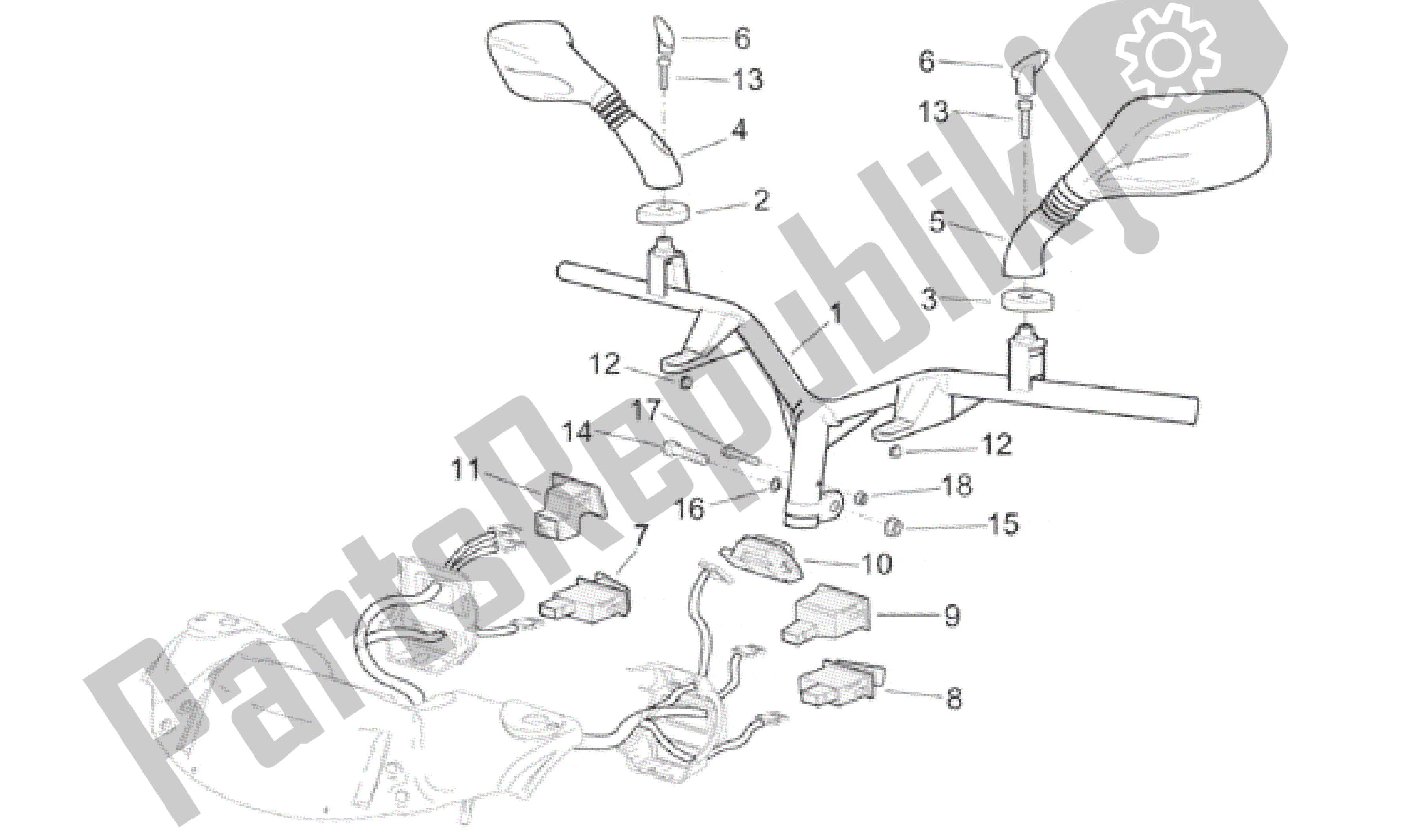 Tutte le parti per il Manubrio - Comandi del Aprilia SR 125 1999 - 2001