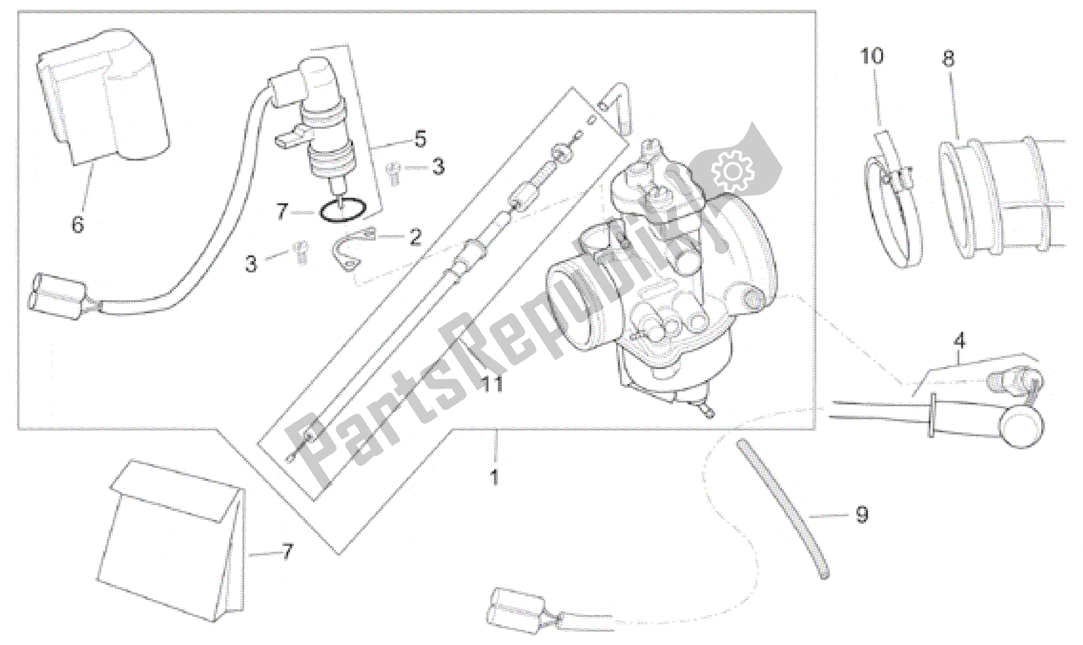 All parts for the Carburettor Dell'orto I of the Aprilia SR 125 1999 - 2001