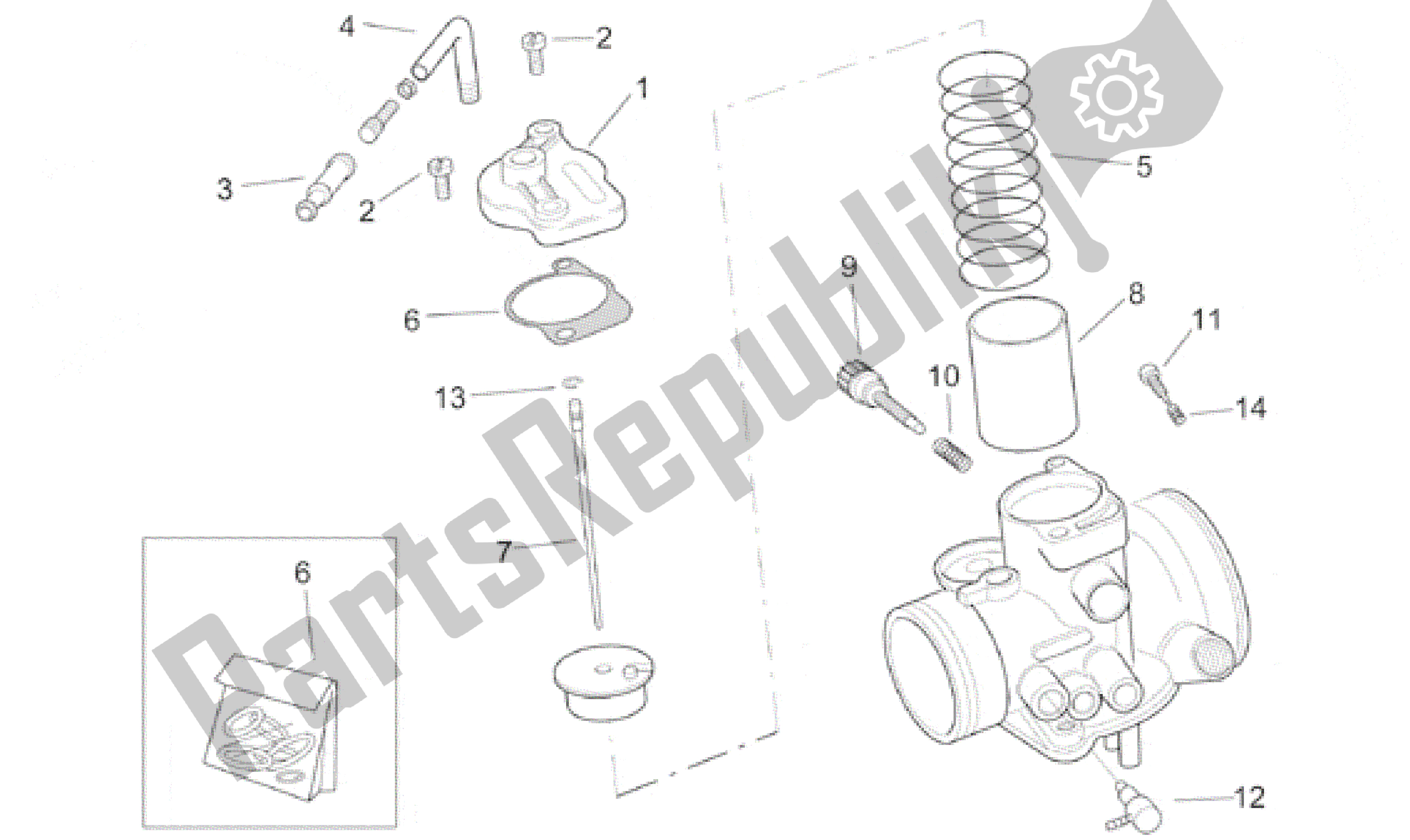 Alle onderdelen voor de Carburateur Dell'orto Ii van de Aprilia SR 125 1999 - 2001