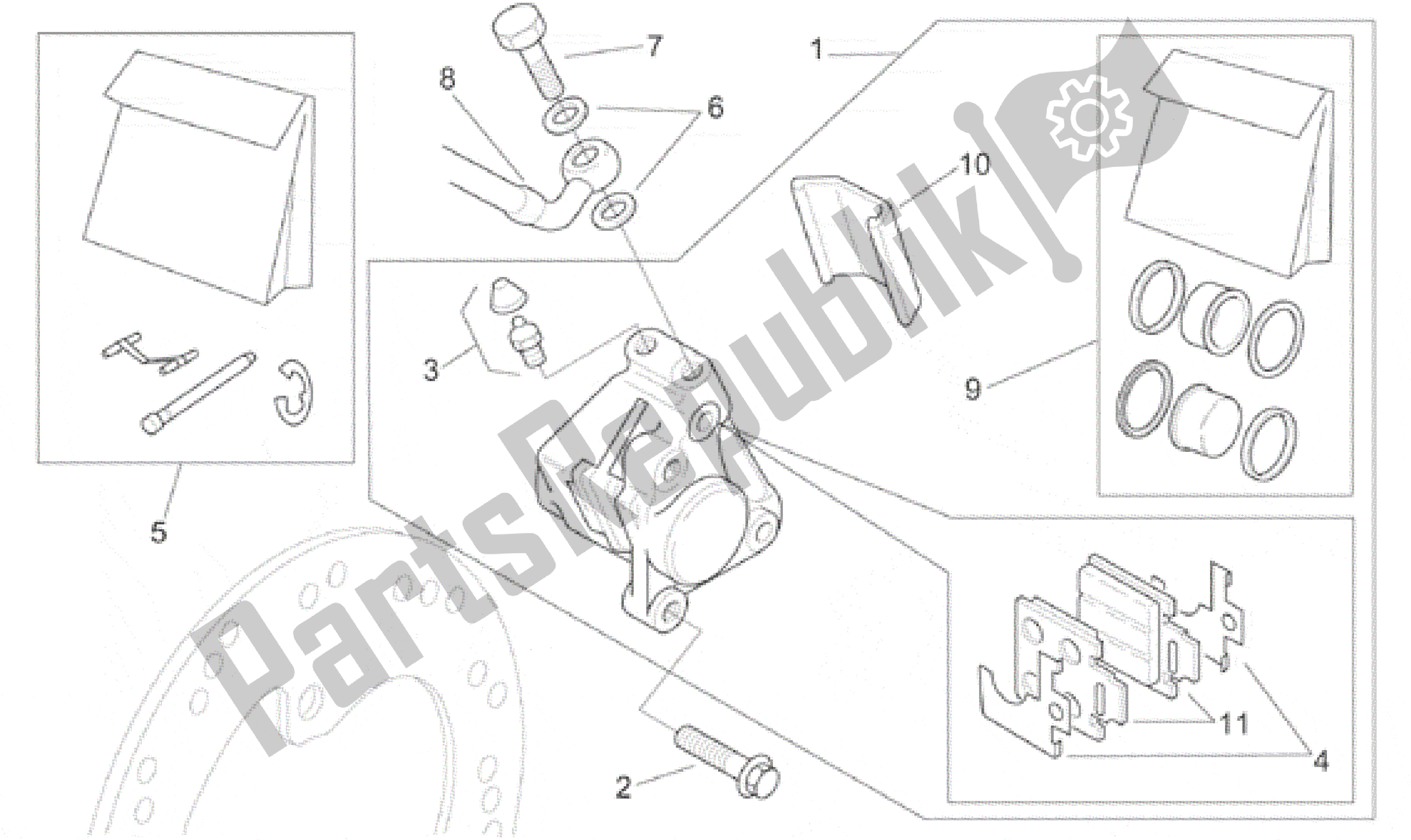 Tutte le parti per il Pinza Freno Anteriore del Aprilia SR 125 1999 - 2001