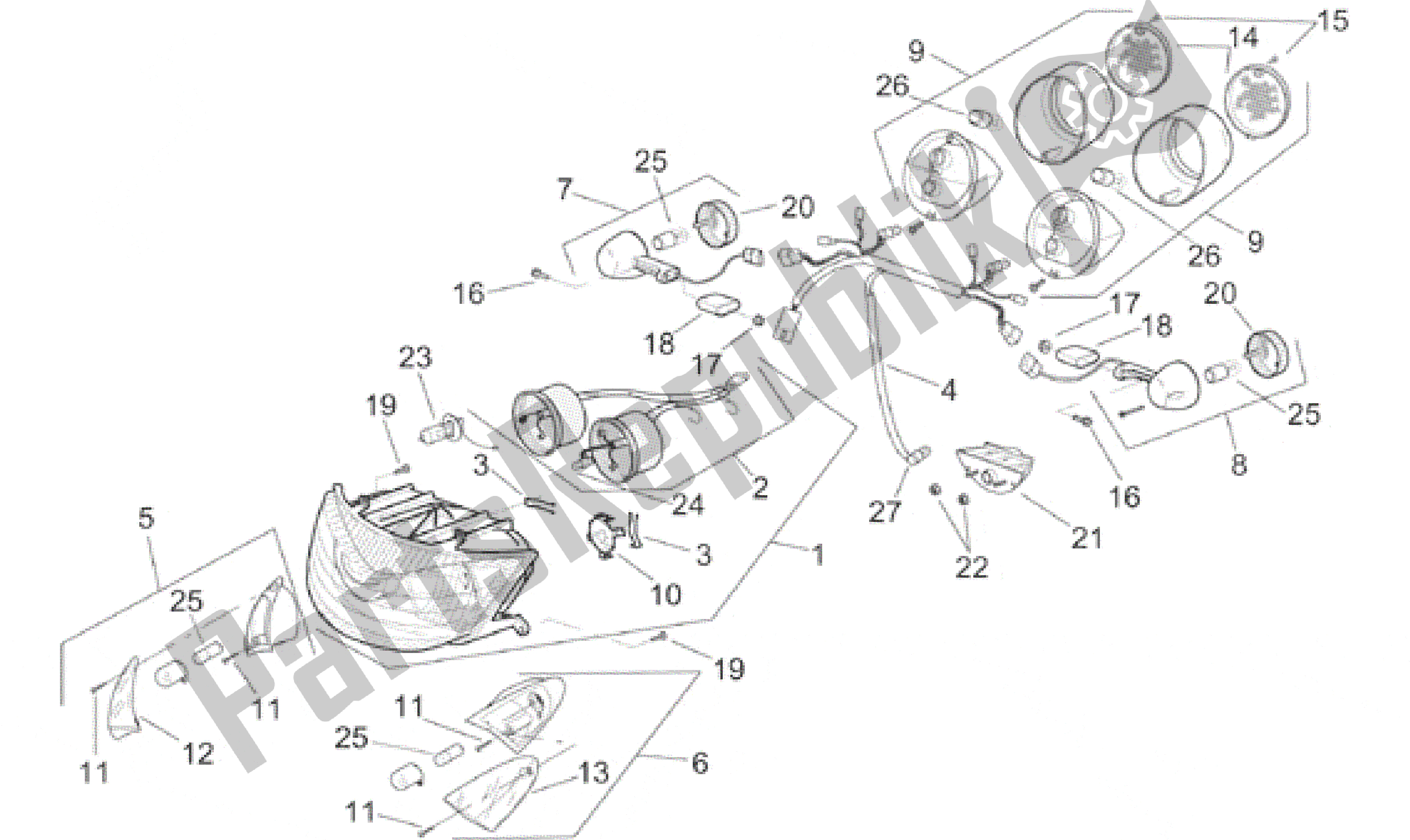 Todas as partes de Luzes do Aprilia SR 125 1999 - 2001