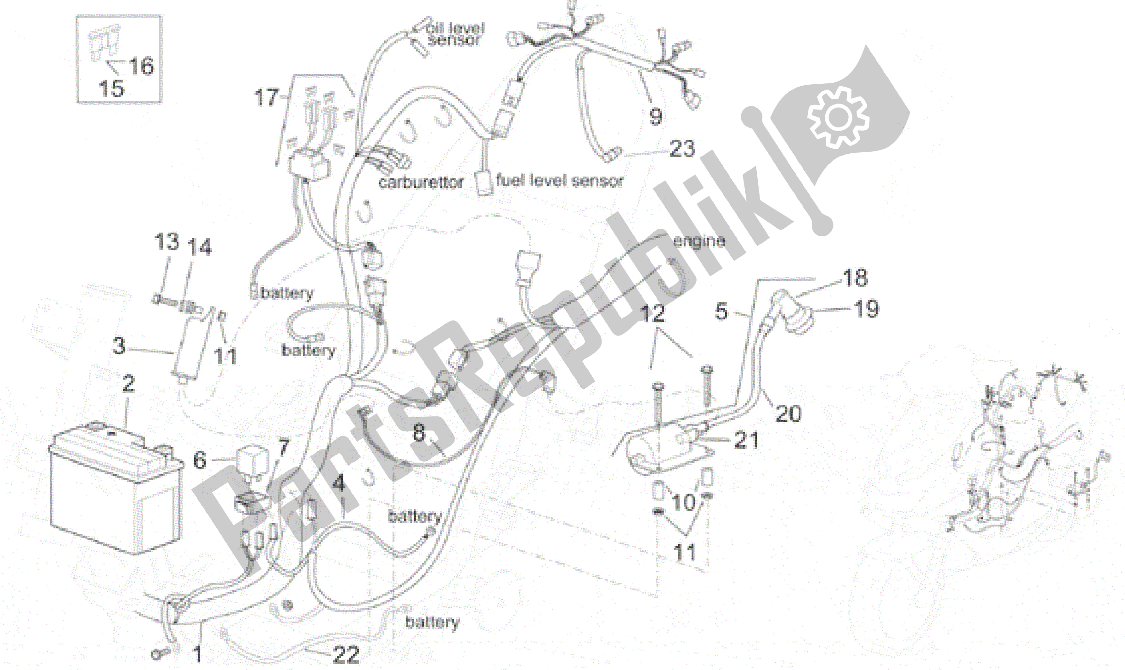 Toutes les pièces pour le Système électrique Ii du Aprilia SR 125 1999 - 2001