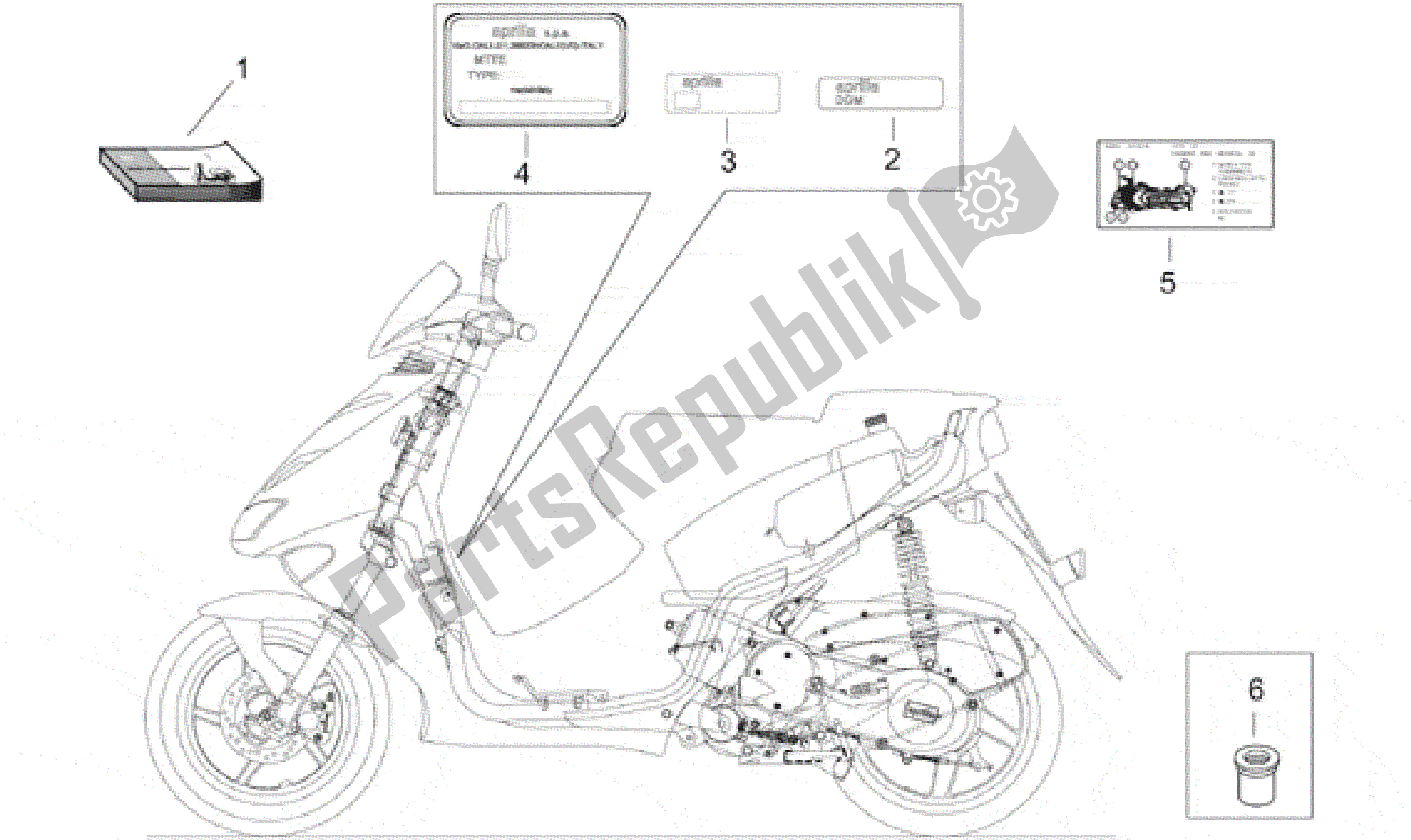 All parts for the Plate Set And Handbooks of the Aprilia SR 125 1999 - 2001