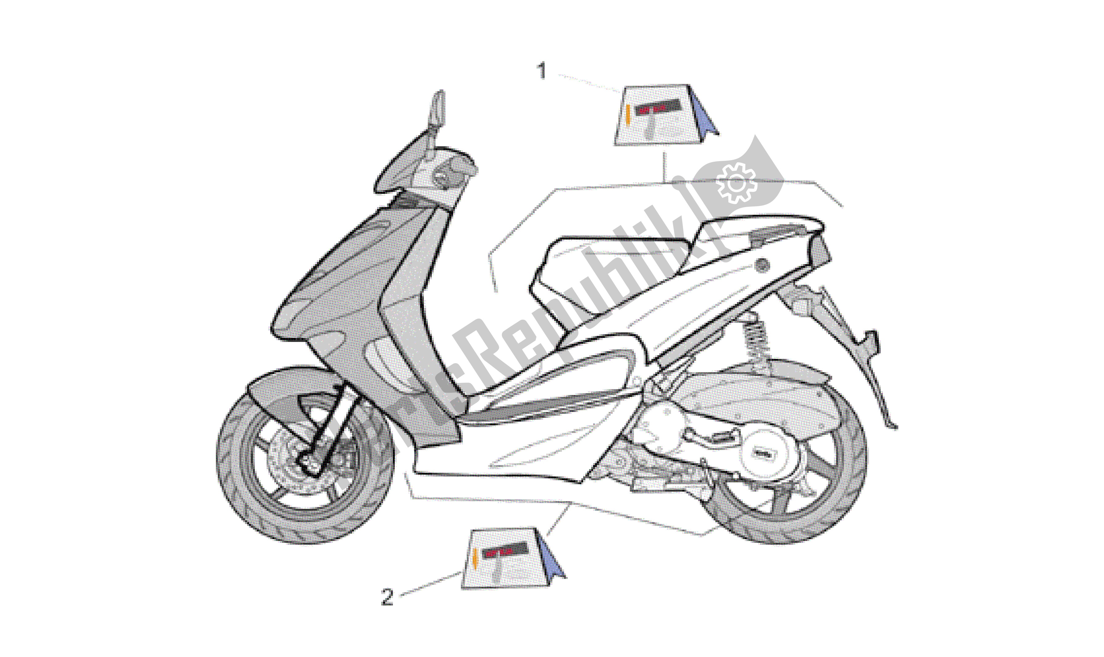 All parts for the Decal Set Ii of the Aprilia SR 125 1999 - 2001