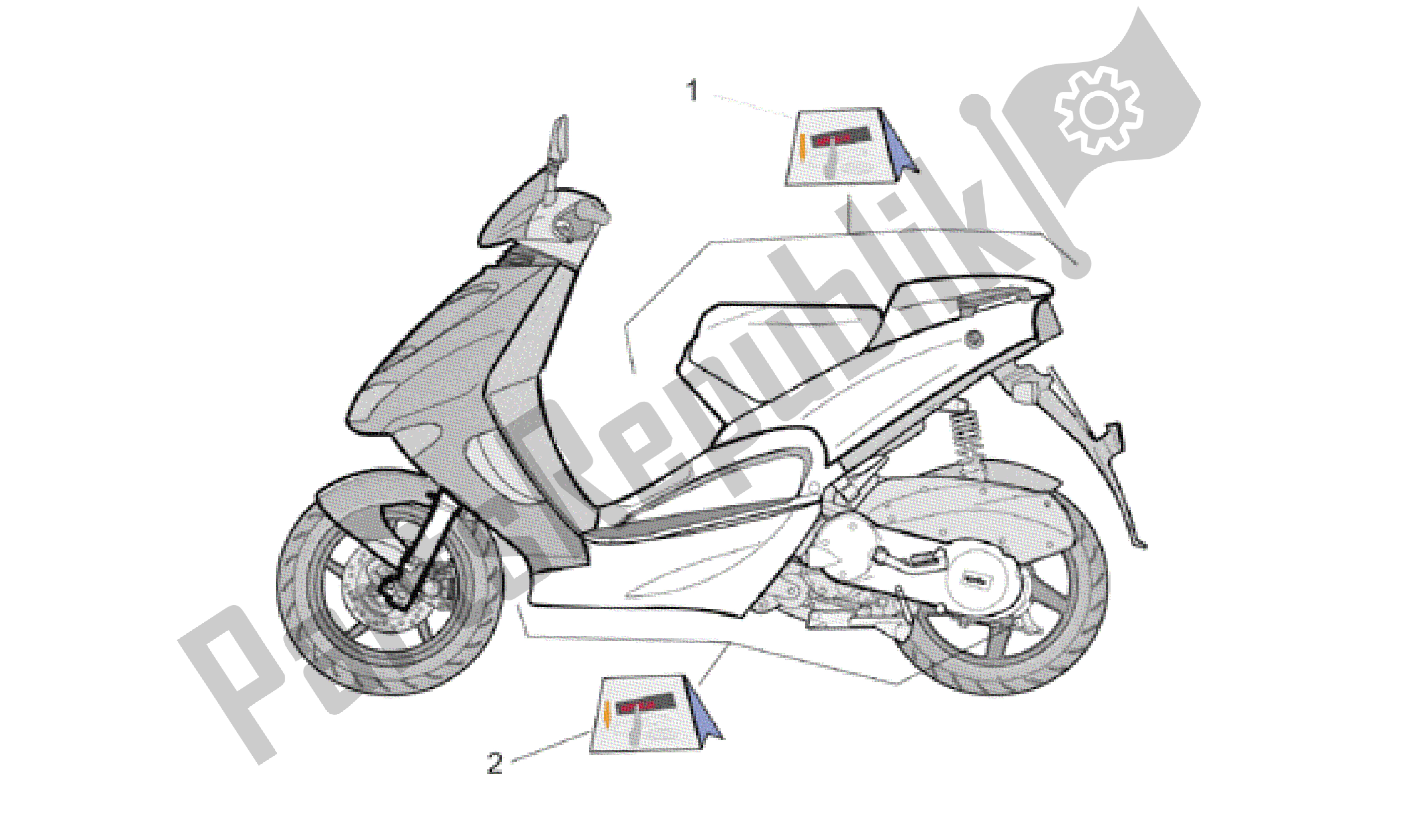 Todas as partes de Conjunto De Decalques Ii do Aprilia SR 125 1999 - 2001