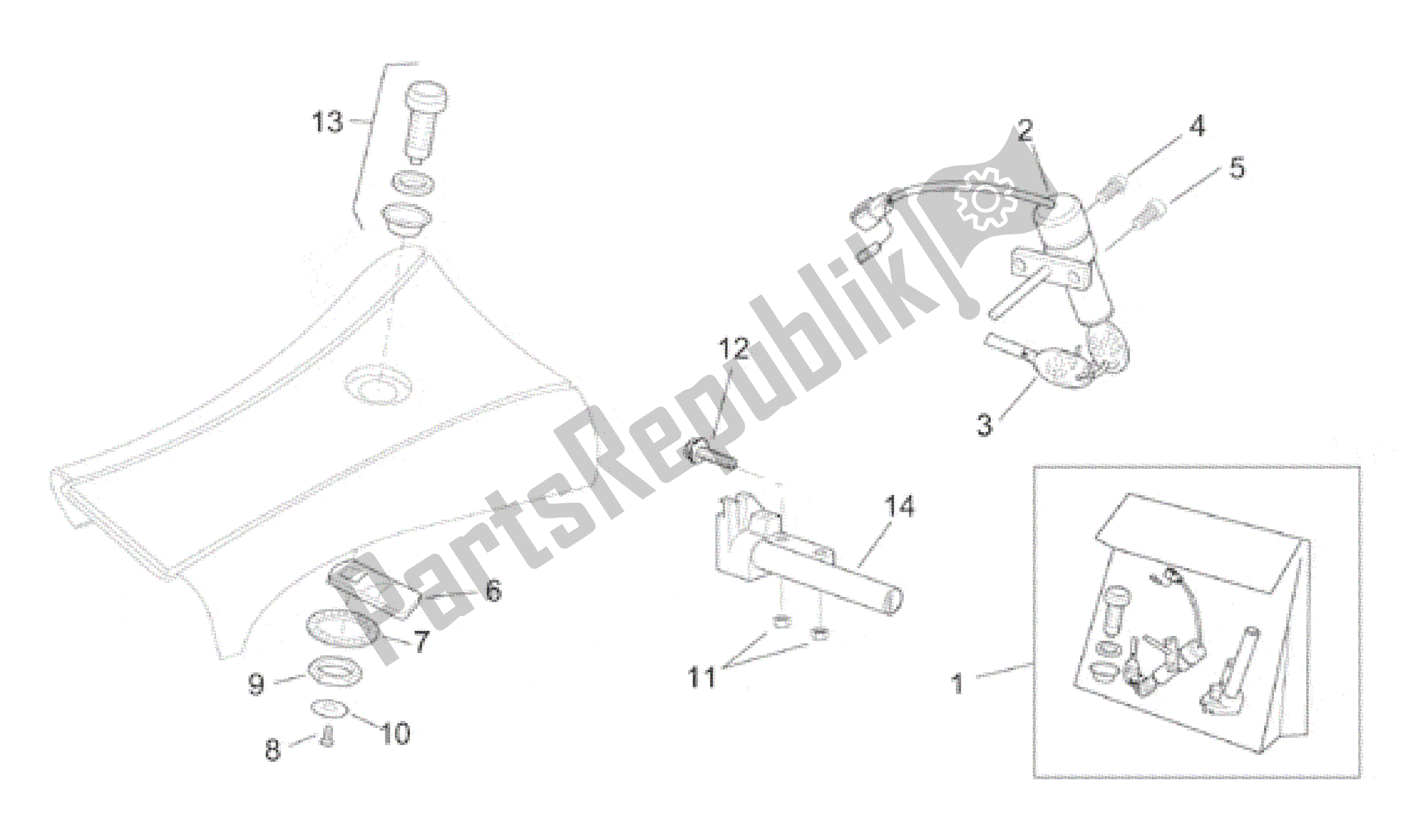 Todas las partes para Kit De Hardware De Bloqueo de Aprilia SR 125 1999 - 2001