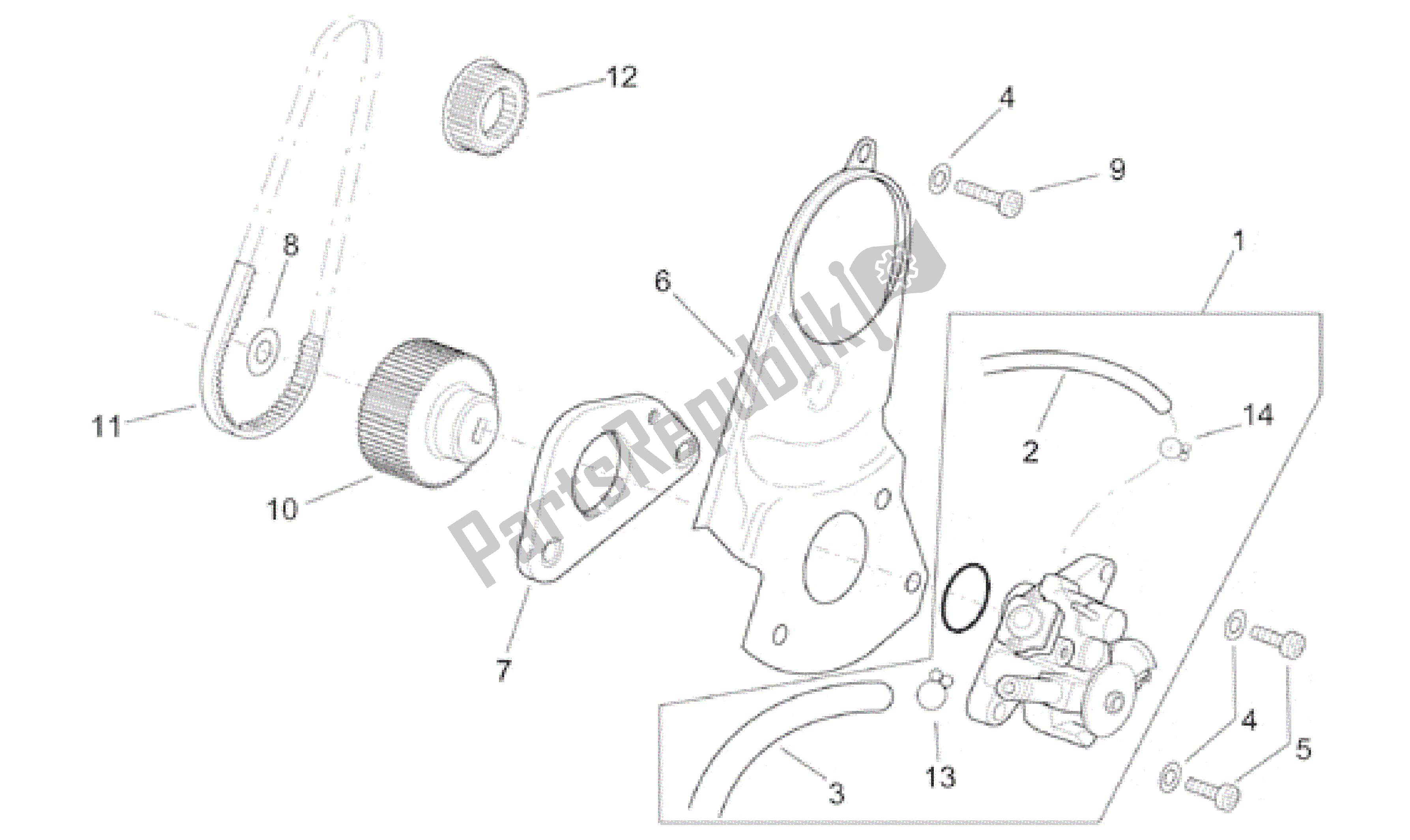 All parts for the Oil Pump of the Aprilia SR 125 1999 - 2001