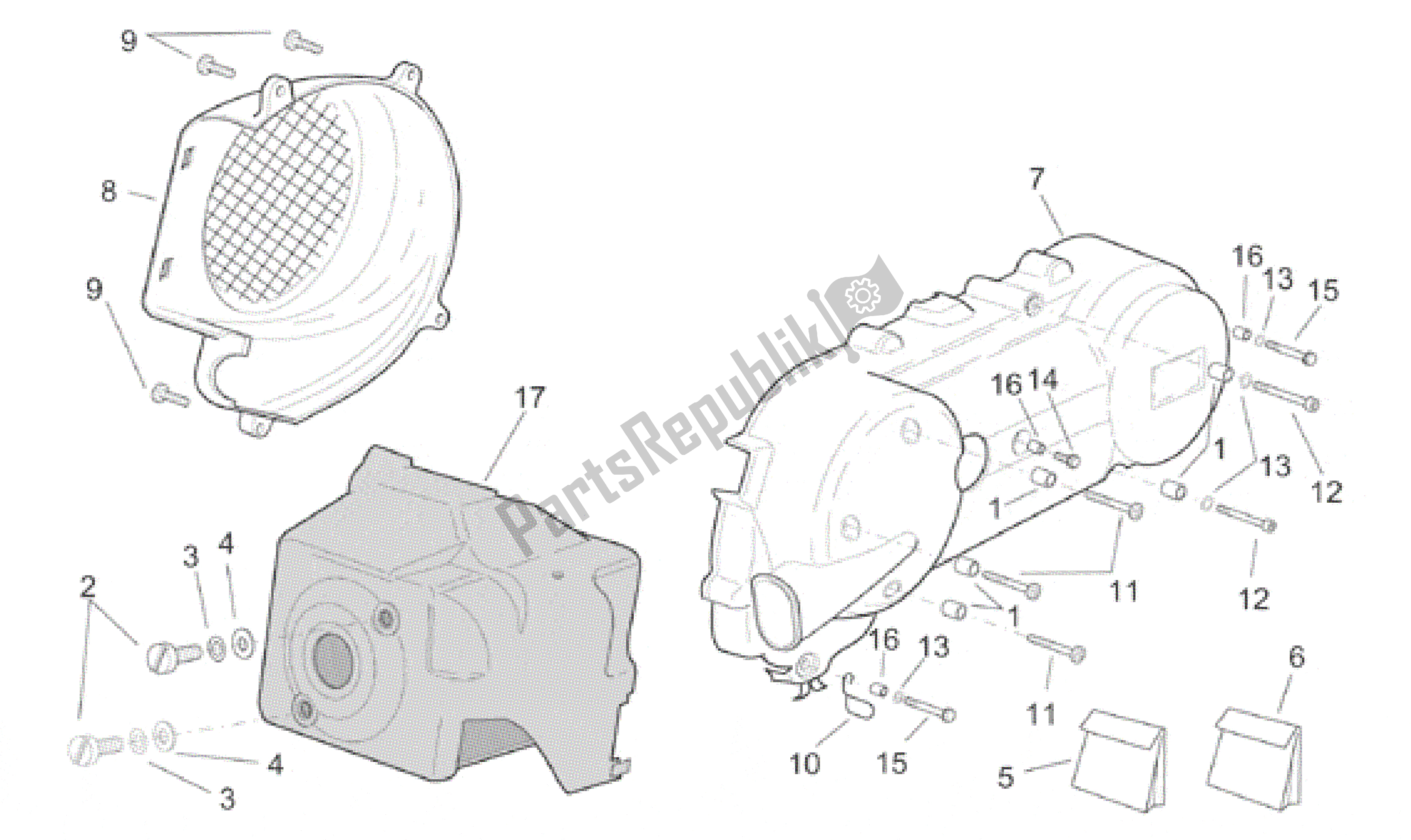 Tutte le parti per il Motore Di Plastica del Aprilia SR 125 1999 - 2001