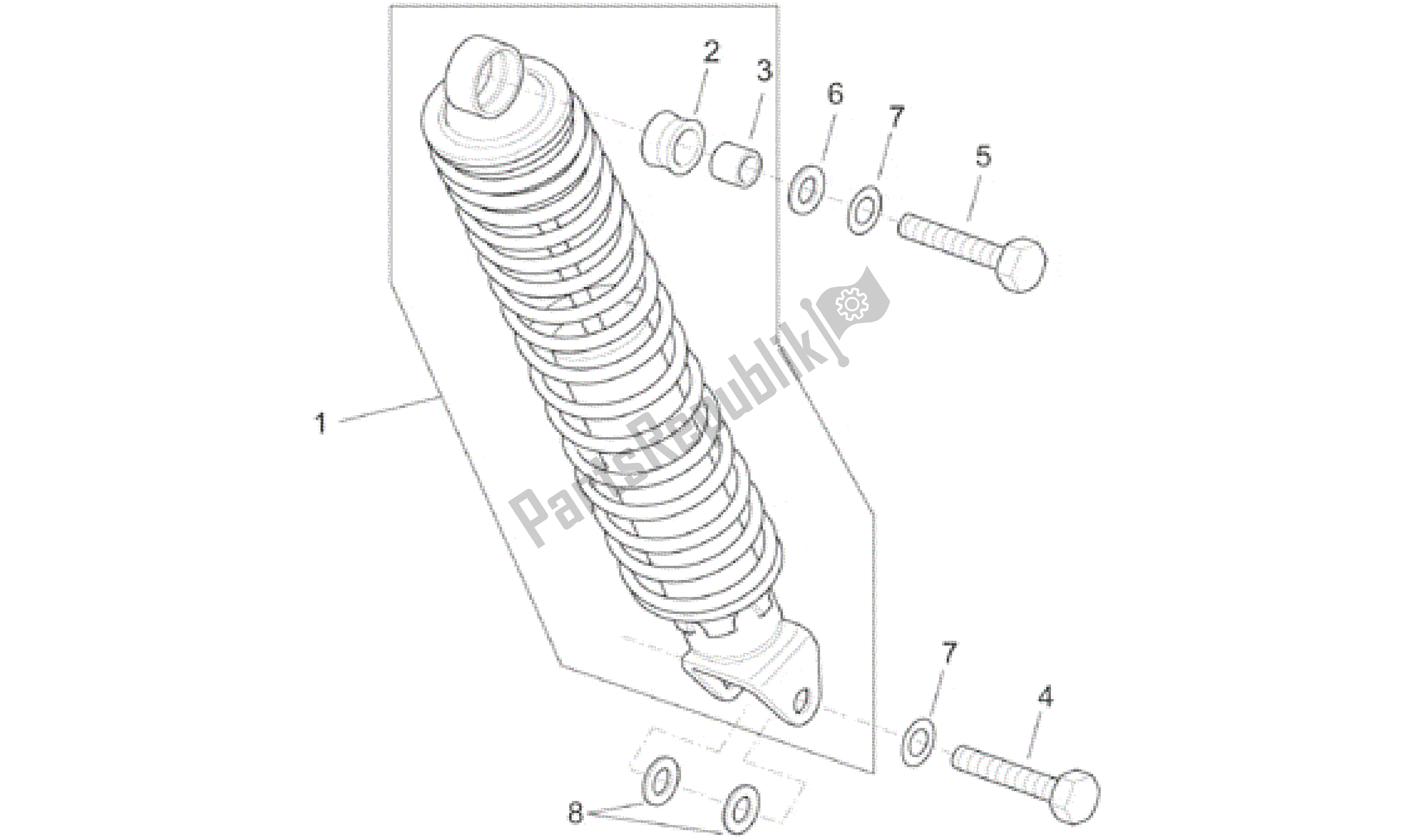 All parts for the Rear Shock Absorber of the Aprilia SR 125 1999 - 2001