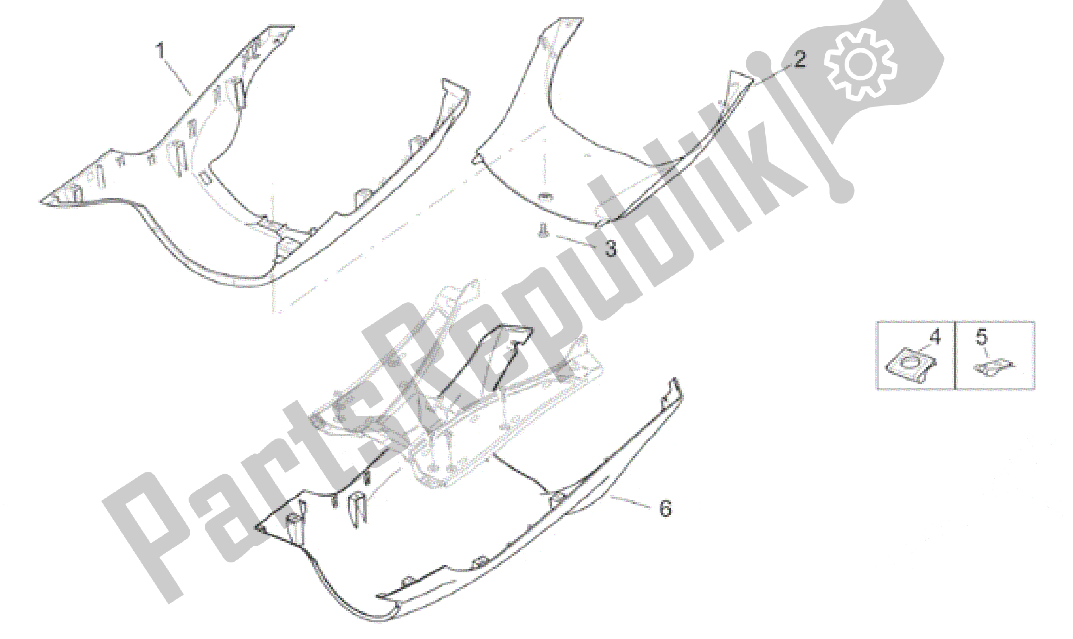 Alle Teile für das Zentralkörper - Unterplatte des Aprilia SR 150 1999 - 2001