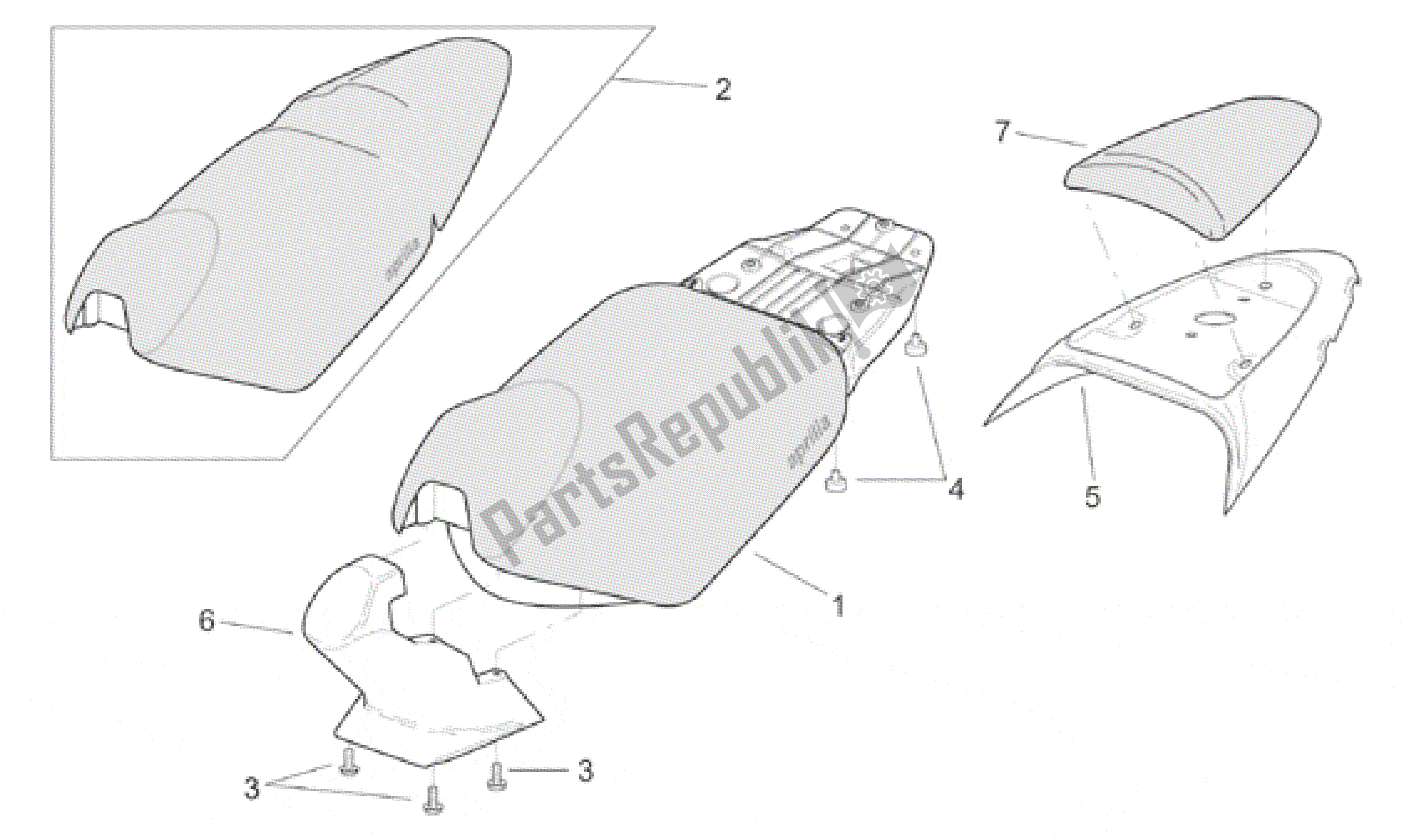 All parts for the Saddle of the Aprilia SR 150 1999 - 2001