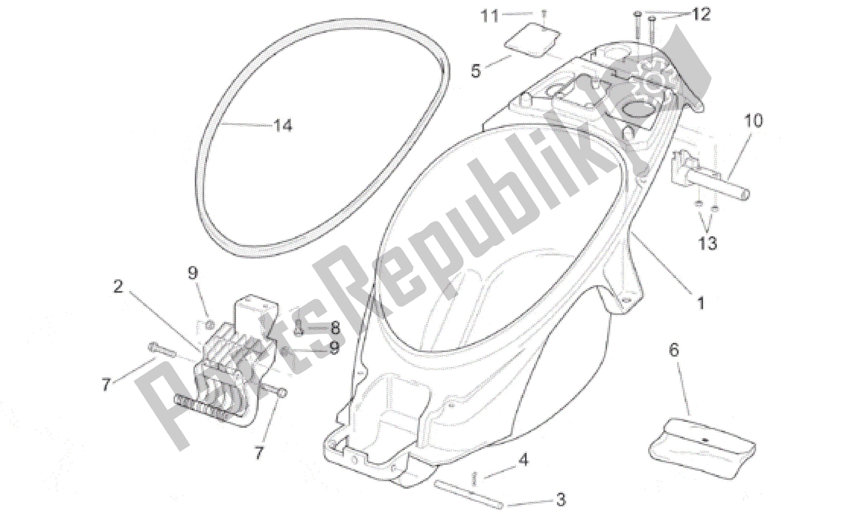 Todas las partes para Compartimento Para Casco de Aprilia SR 150 1999 - 2001