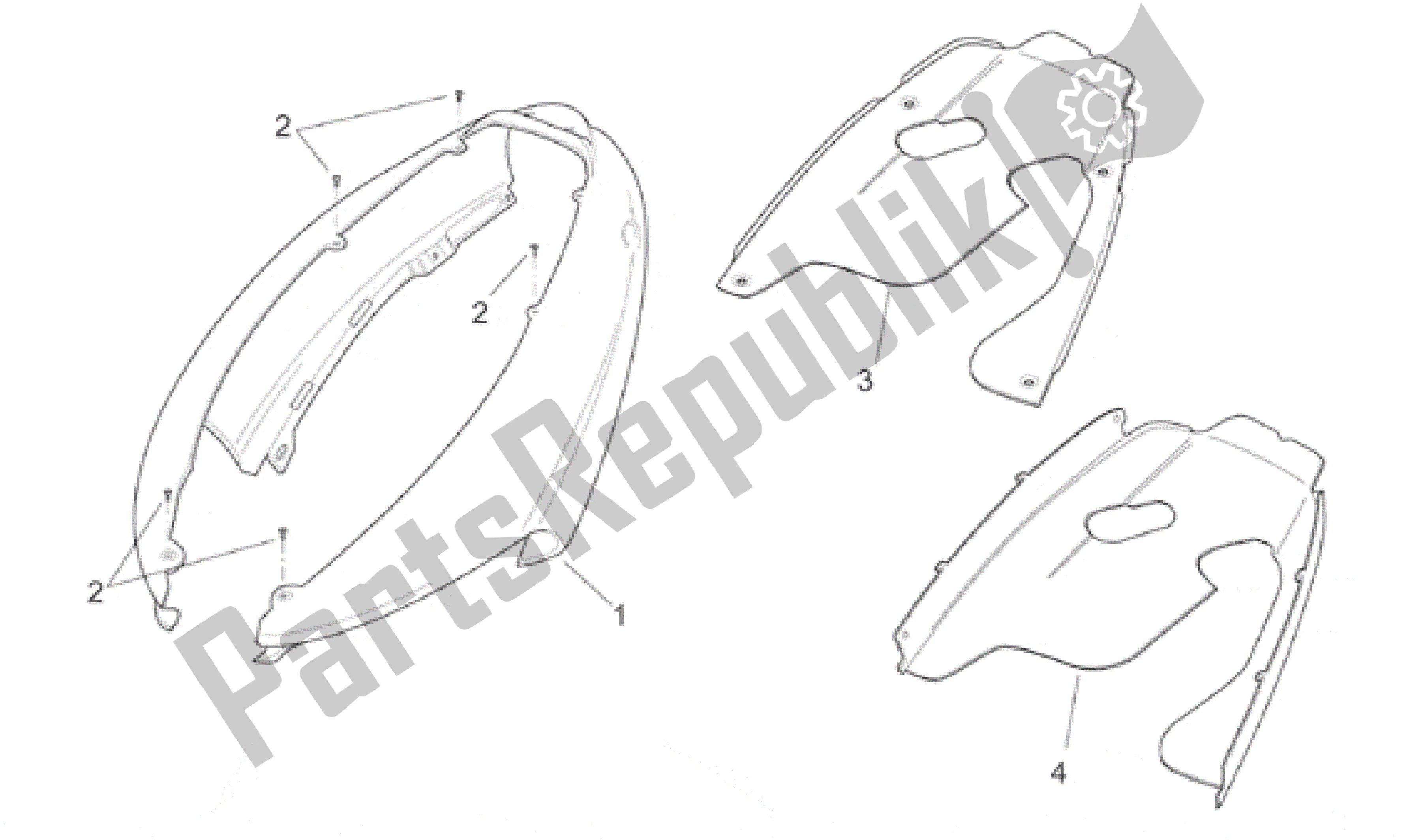 Todas as partes de Corpo Traseiro - Carenagem Traseira do Aprilia SR 150 1999 - 2001