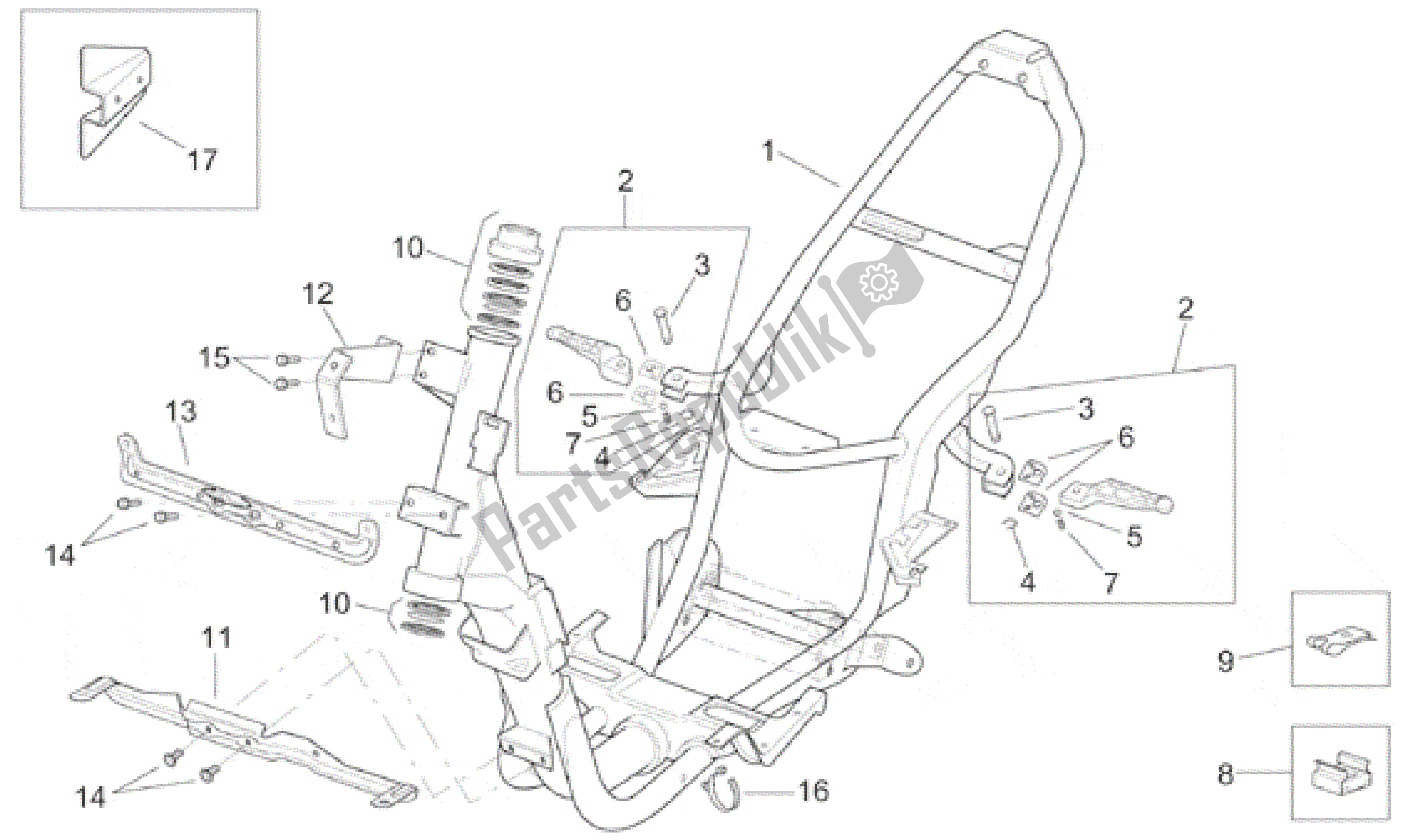 Todas as partes de Quadro, Armação do Aprilia SR 150 1999 - 2001