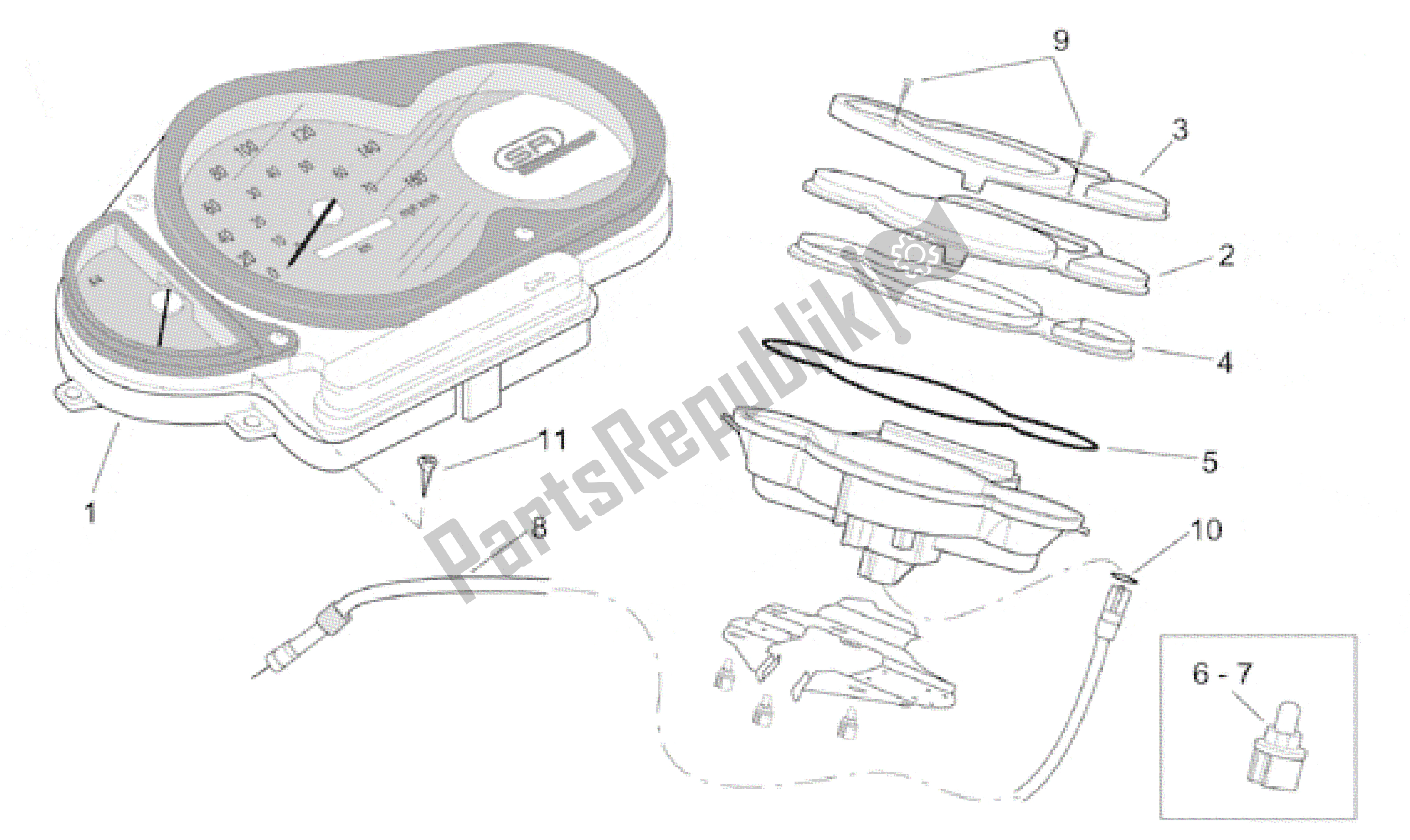 Alle Teile für das Instrumententafel des Aprilia SR 150 1999 - 2001