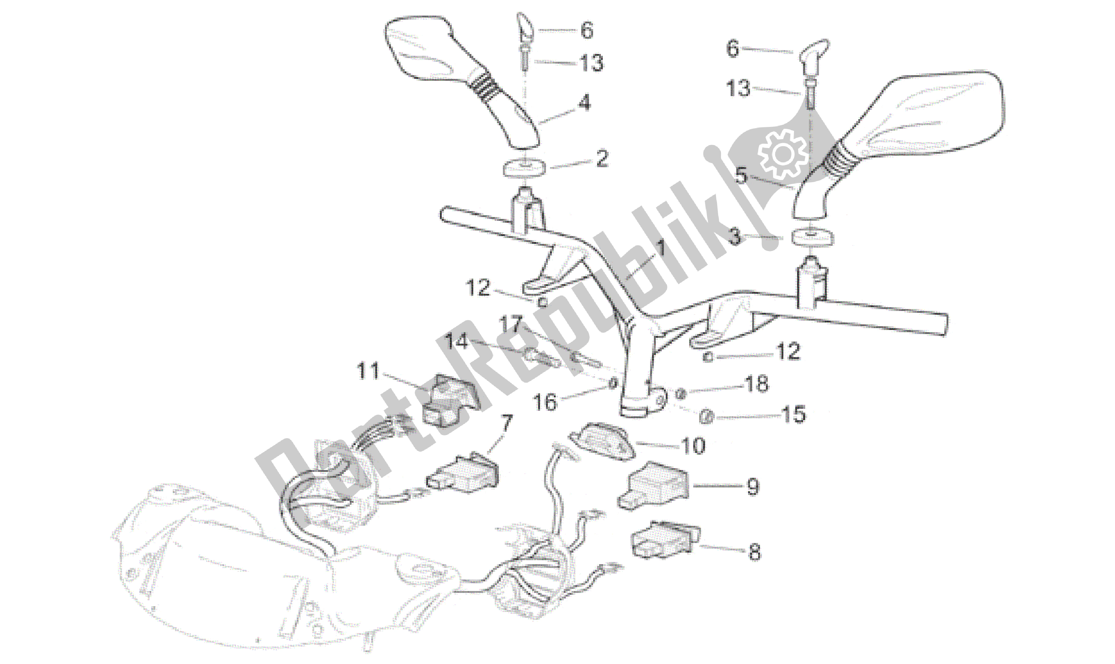 Todas las partes para Manillar - Controles de Aprilia SR 150 1999 - 2001