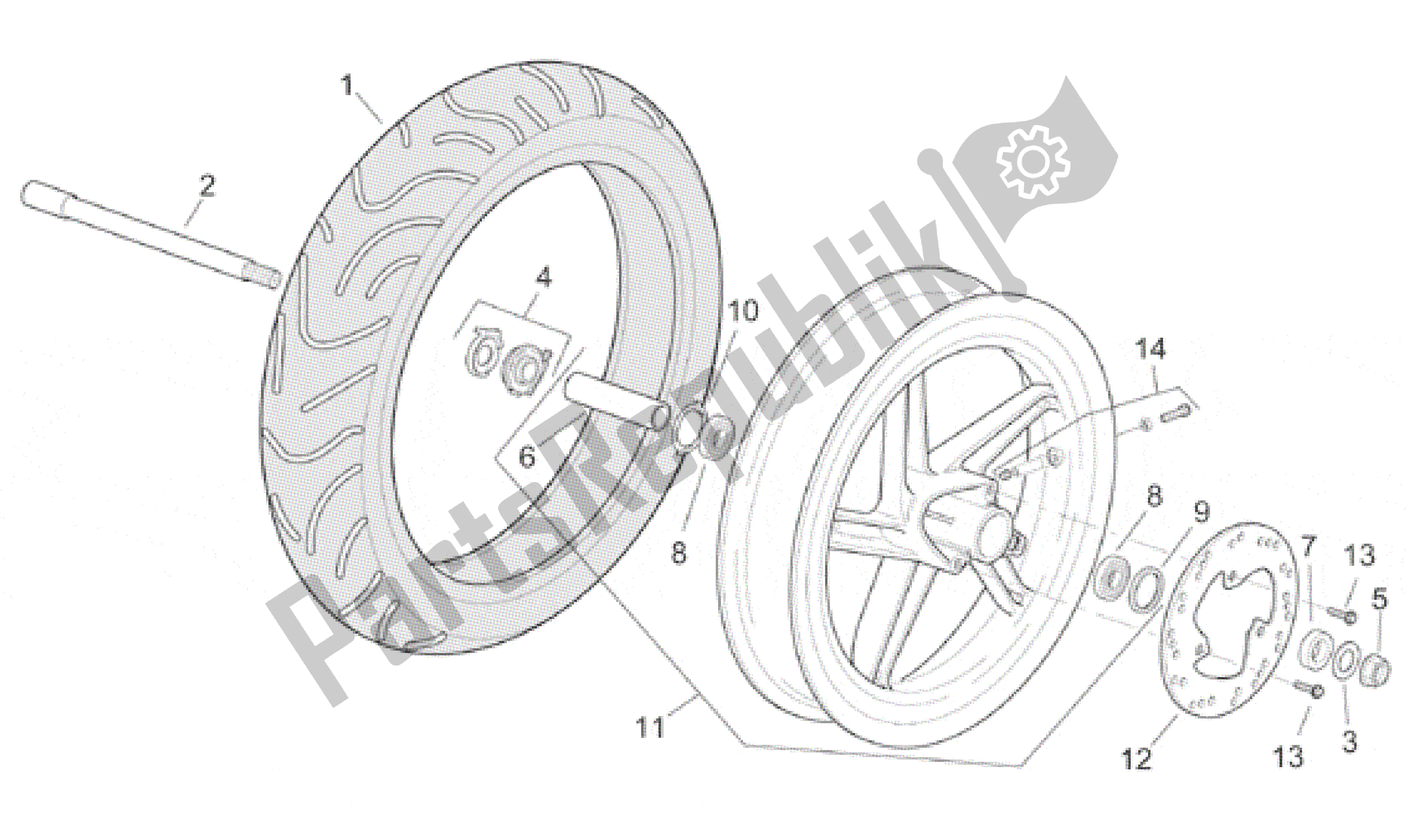 Toutes les pièces pour le Roue Avant du Aprilia SR 150 1999 - 2001