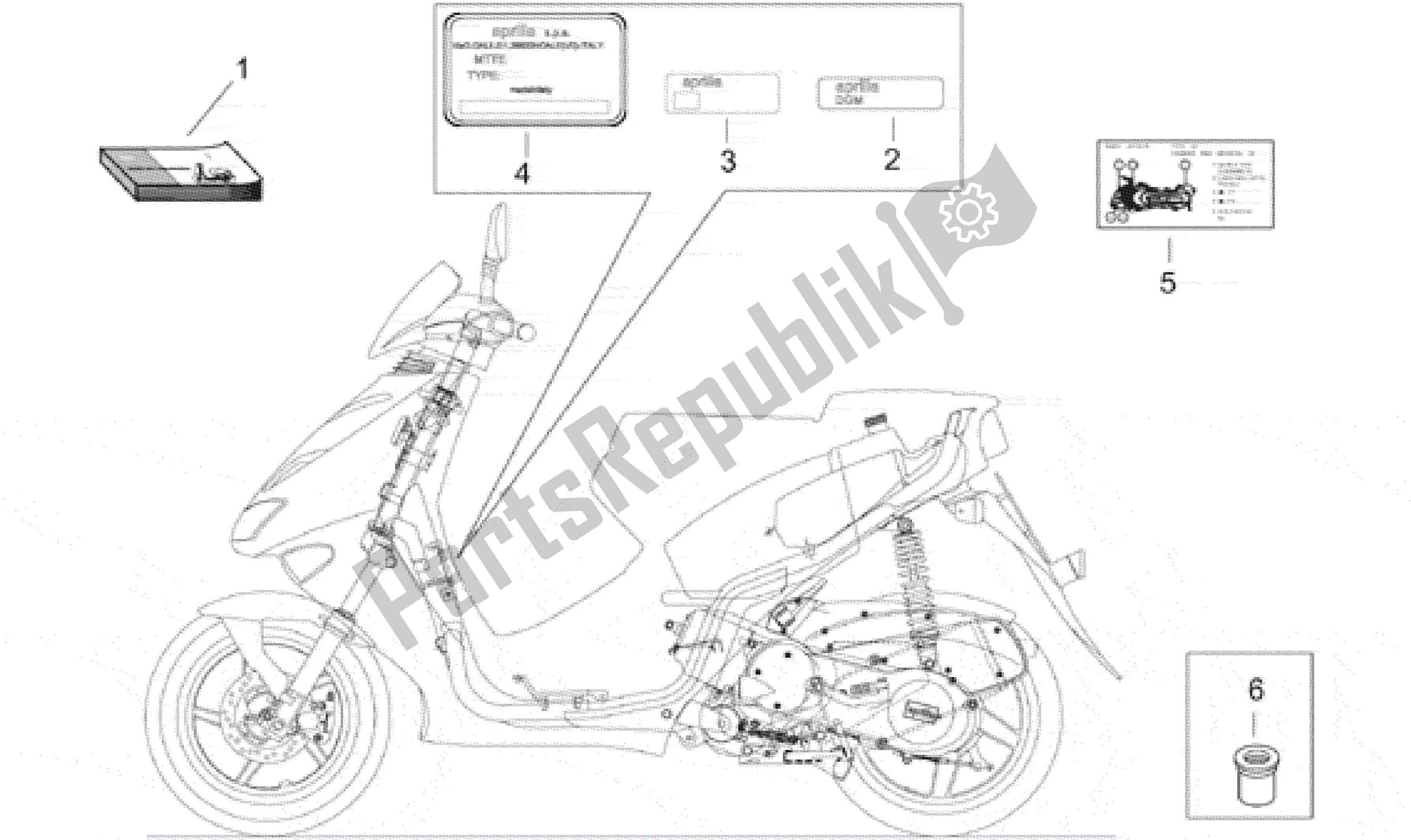 All parts for the Plate Set And Handbooks of the Aprilia SR 150 1999 - 2001