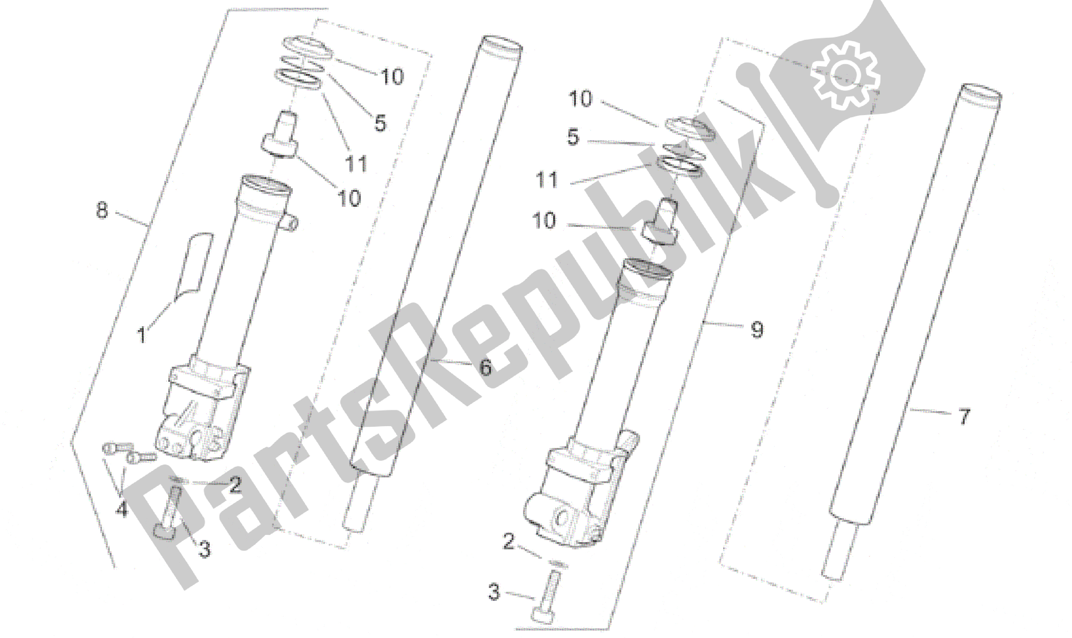 Toutes les pièces pour le Fourche Avant Ii du Aprilia SR 150 1999 - 2001