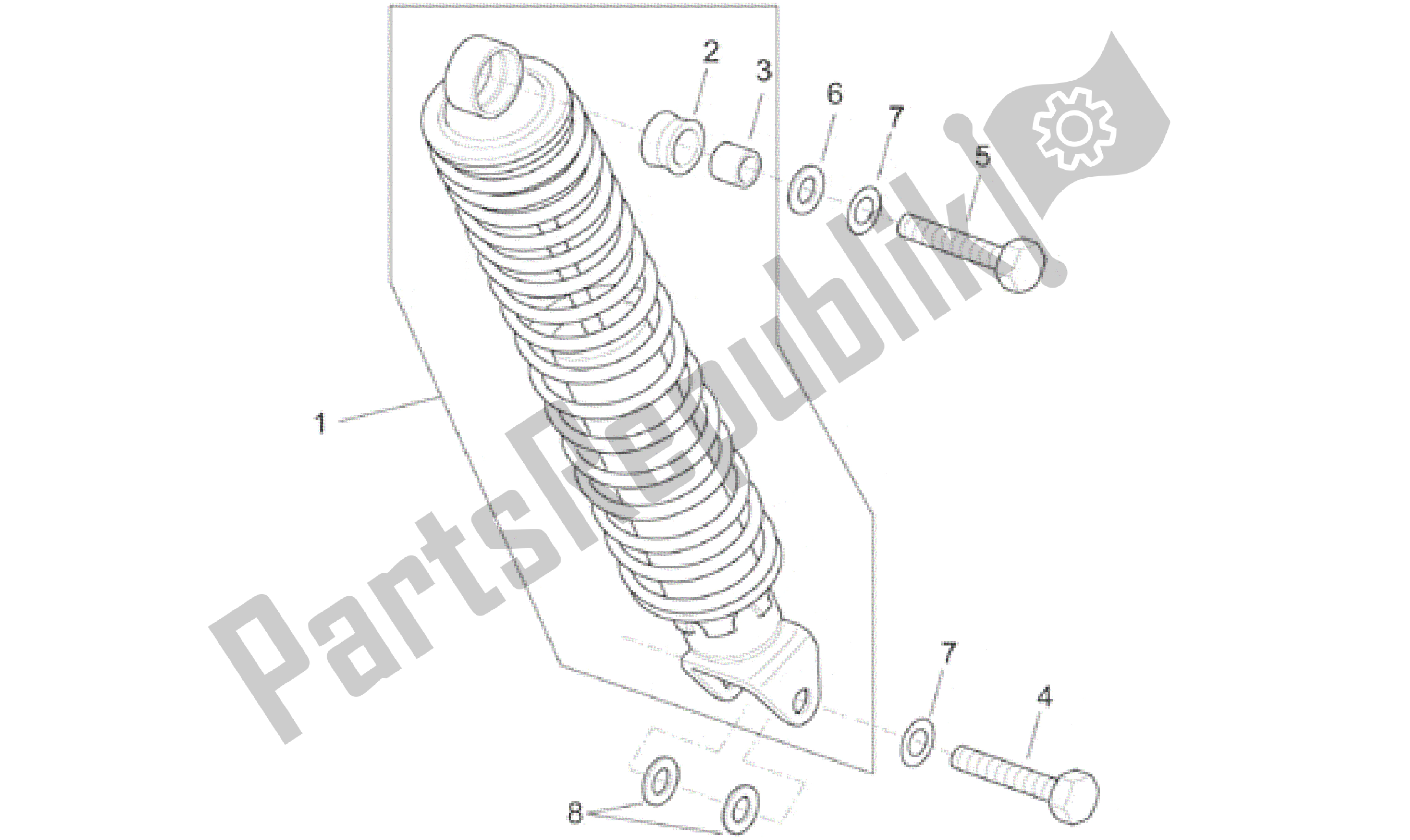 All parts for the Rear Shock Absorber of the Aprilia SR 150 1999 - 2001