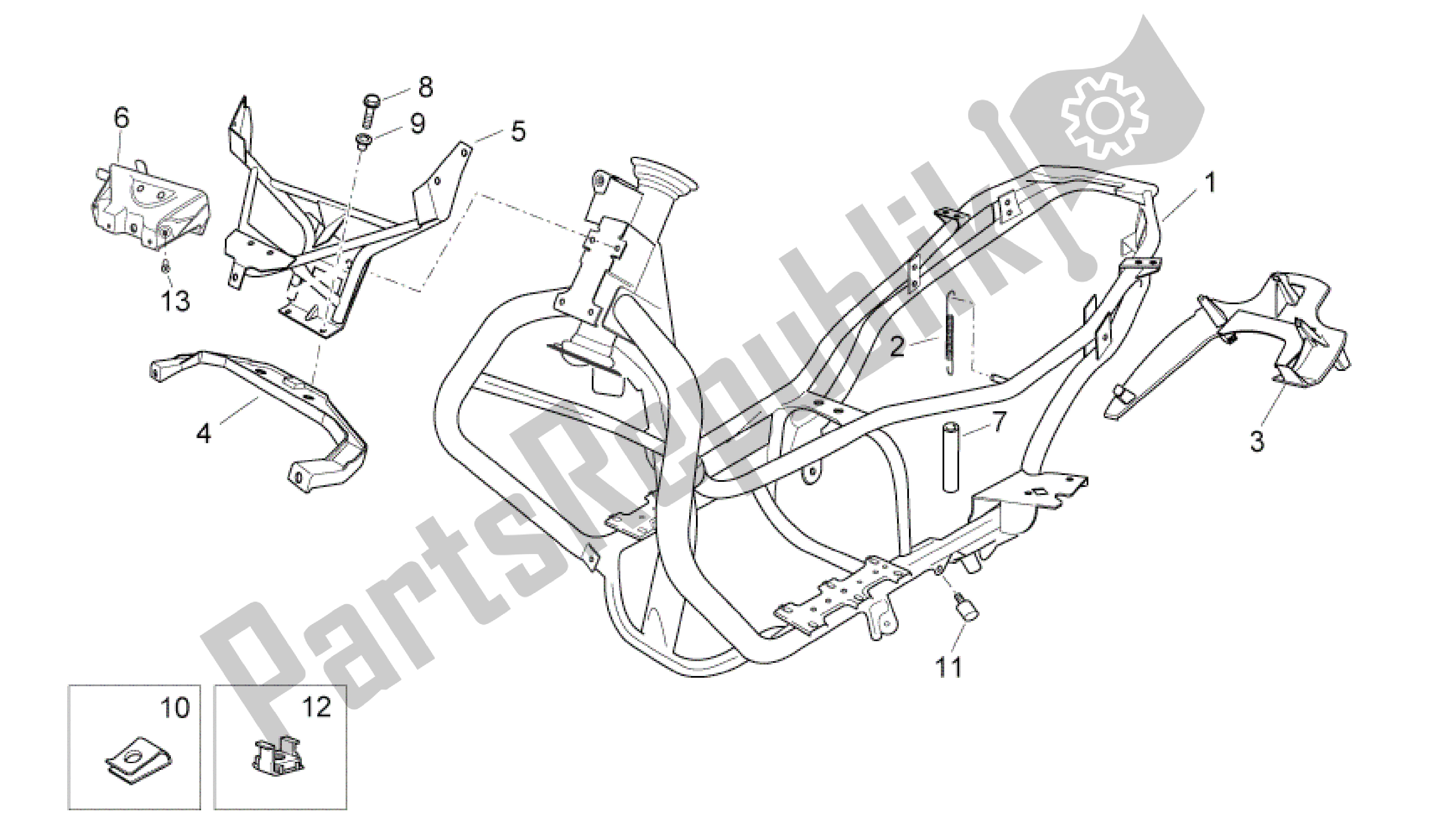 Alle onderdelen voor de Bastidor van de Aprilia Atlantic 125 2010 - 2011