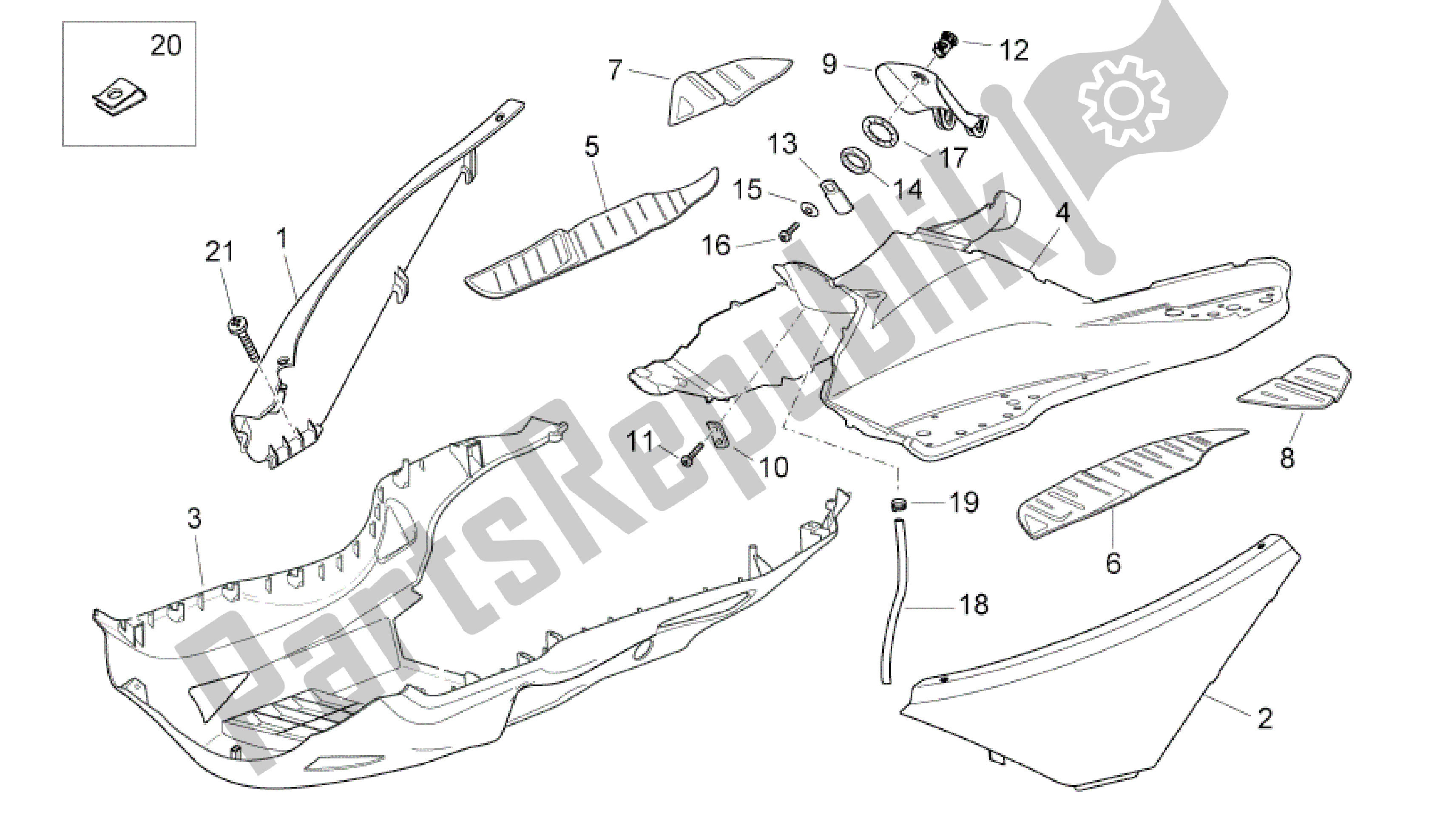 Toutes les pièces pour le Carrocería Central du Aprilia Atlantic 125 2010 - 2011